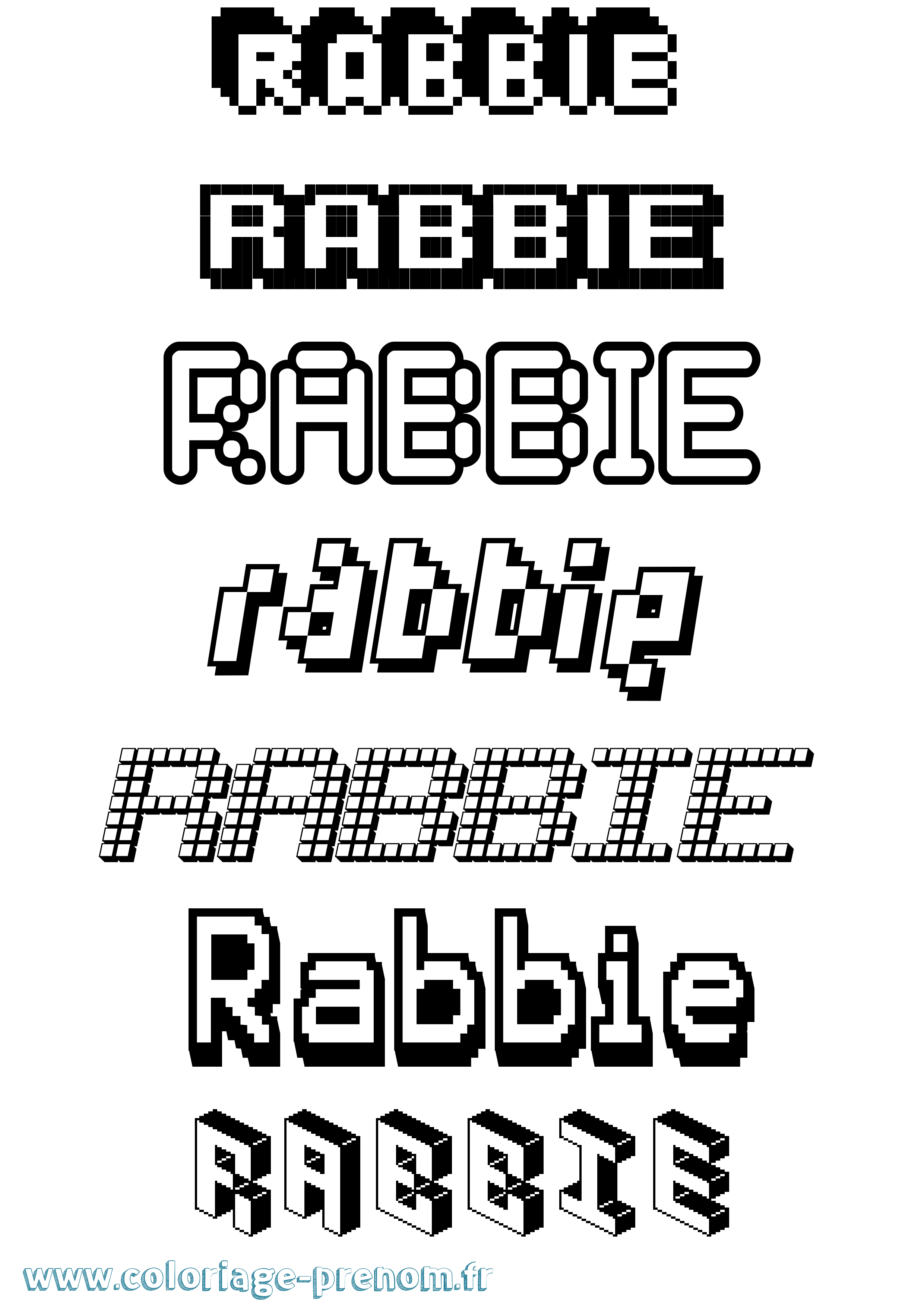 Coloriage prénom Rabbie Pixel