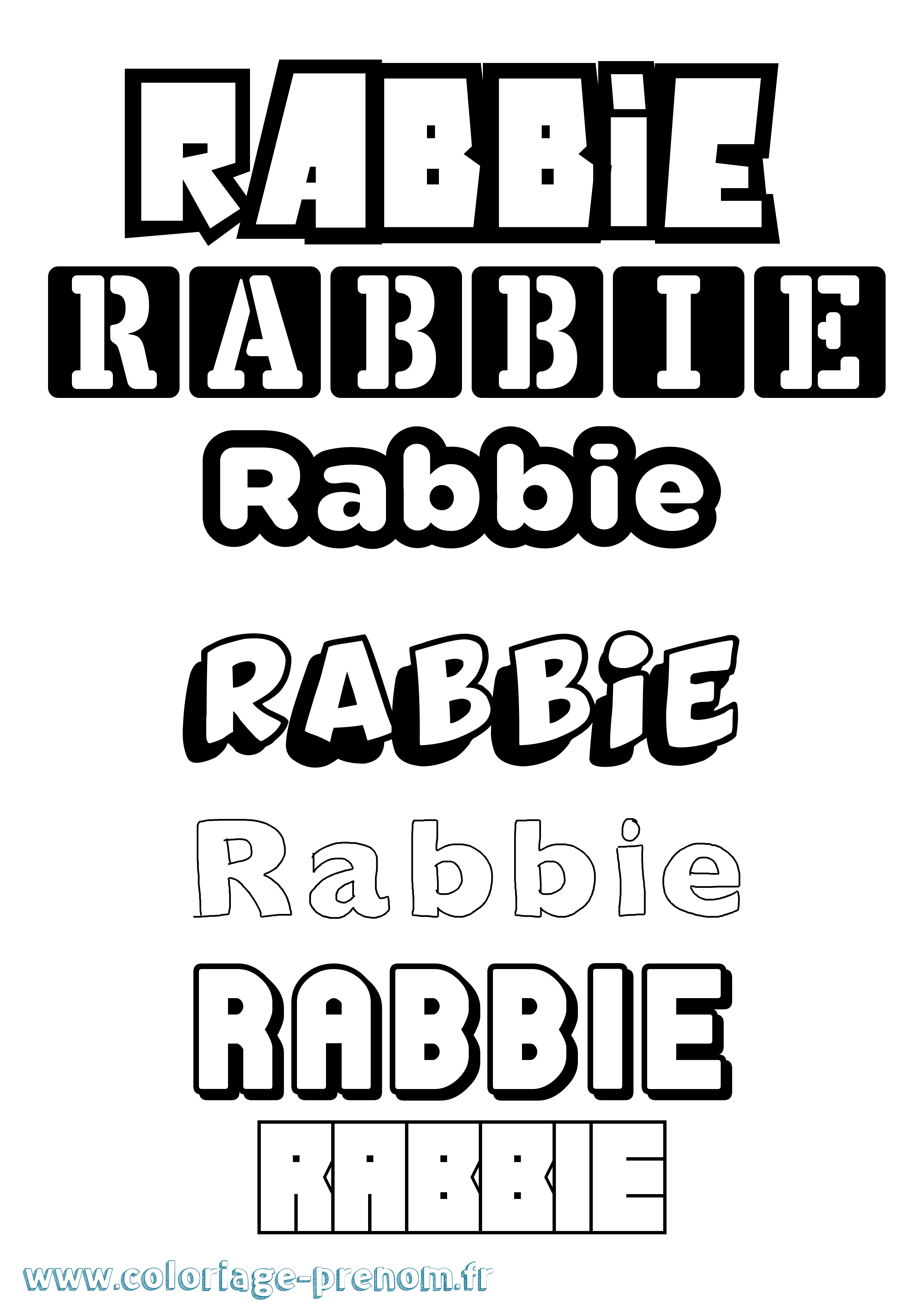 Coloriage prénom Rabbie Simple