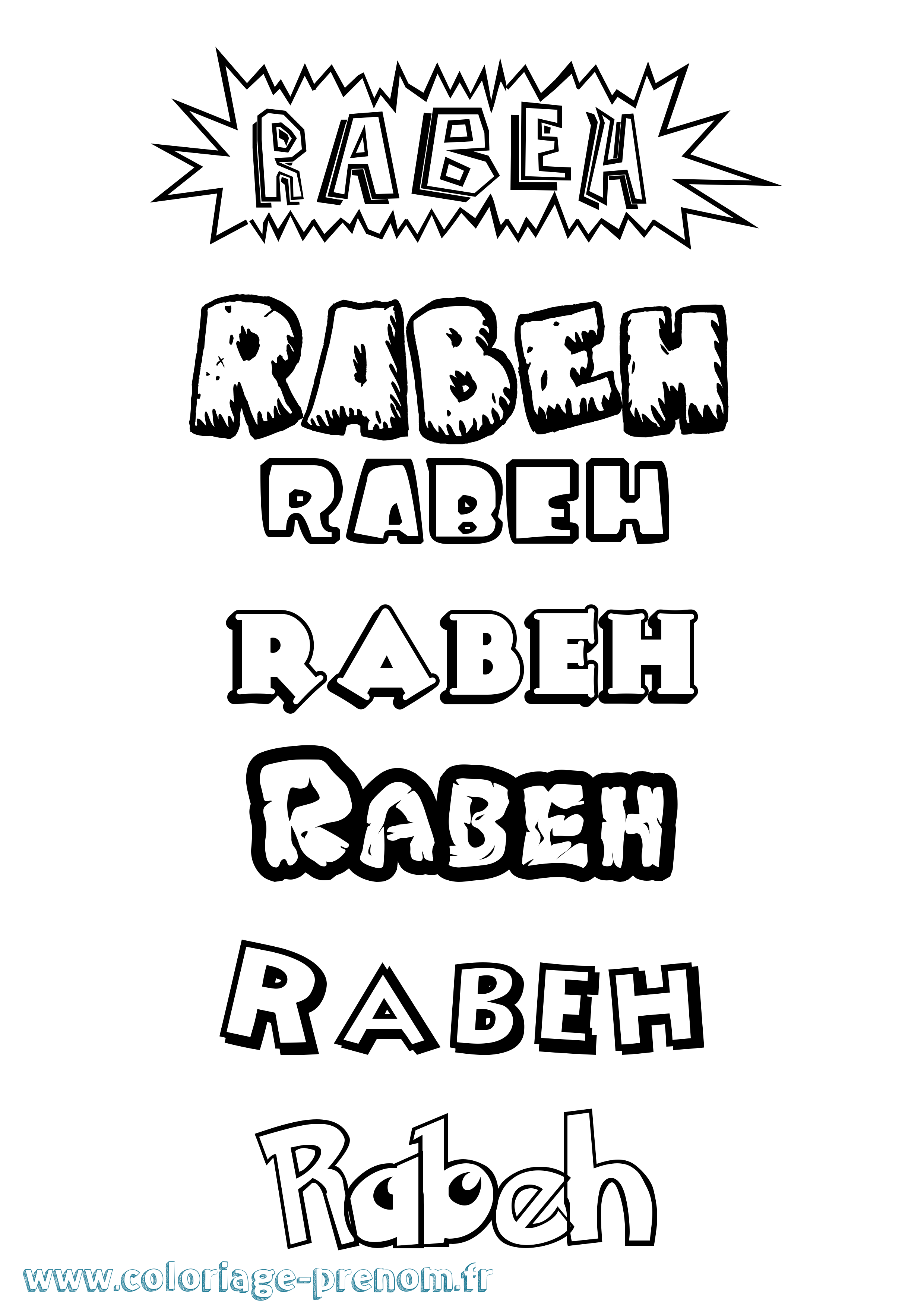 Coloriage prénom Rabeh Dessin Animé