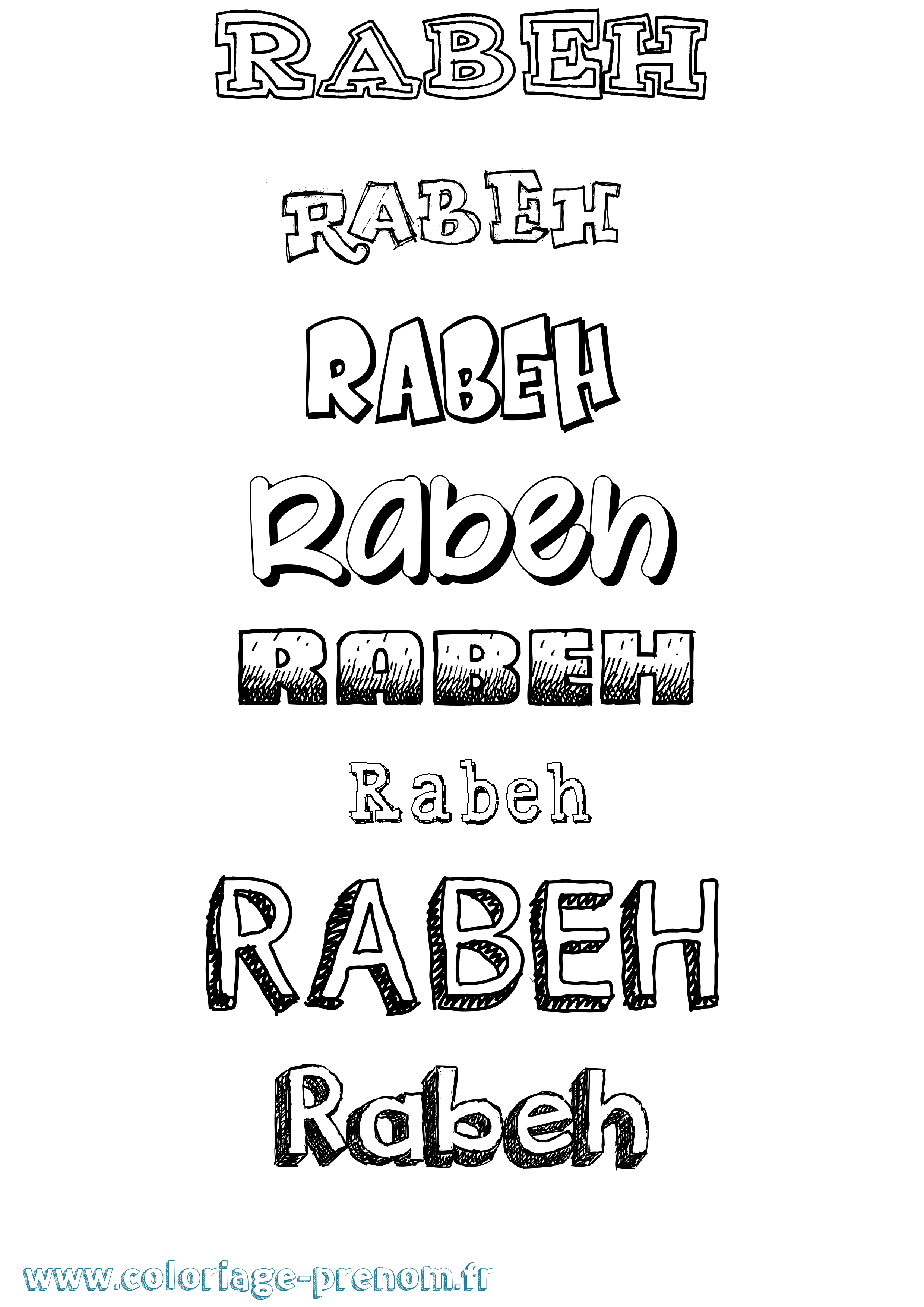 Coloriage prénom Rabeh Dessiné