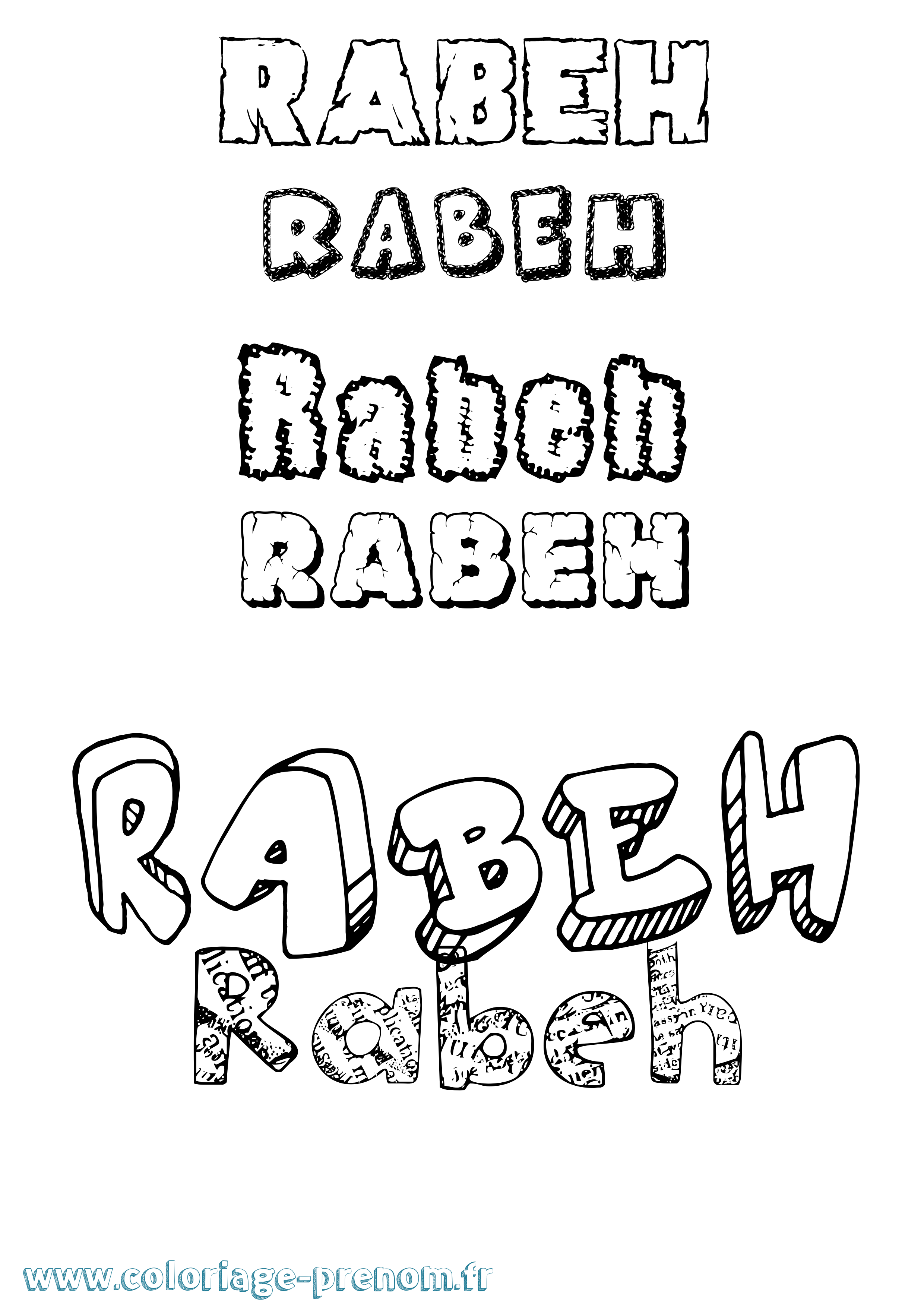 Coloriage prénom Rabeh Destructuré