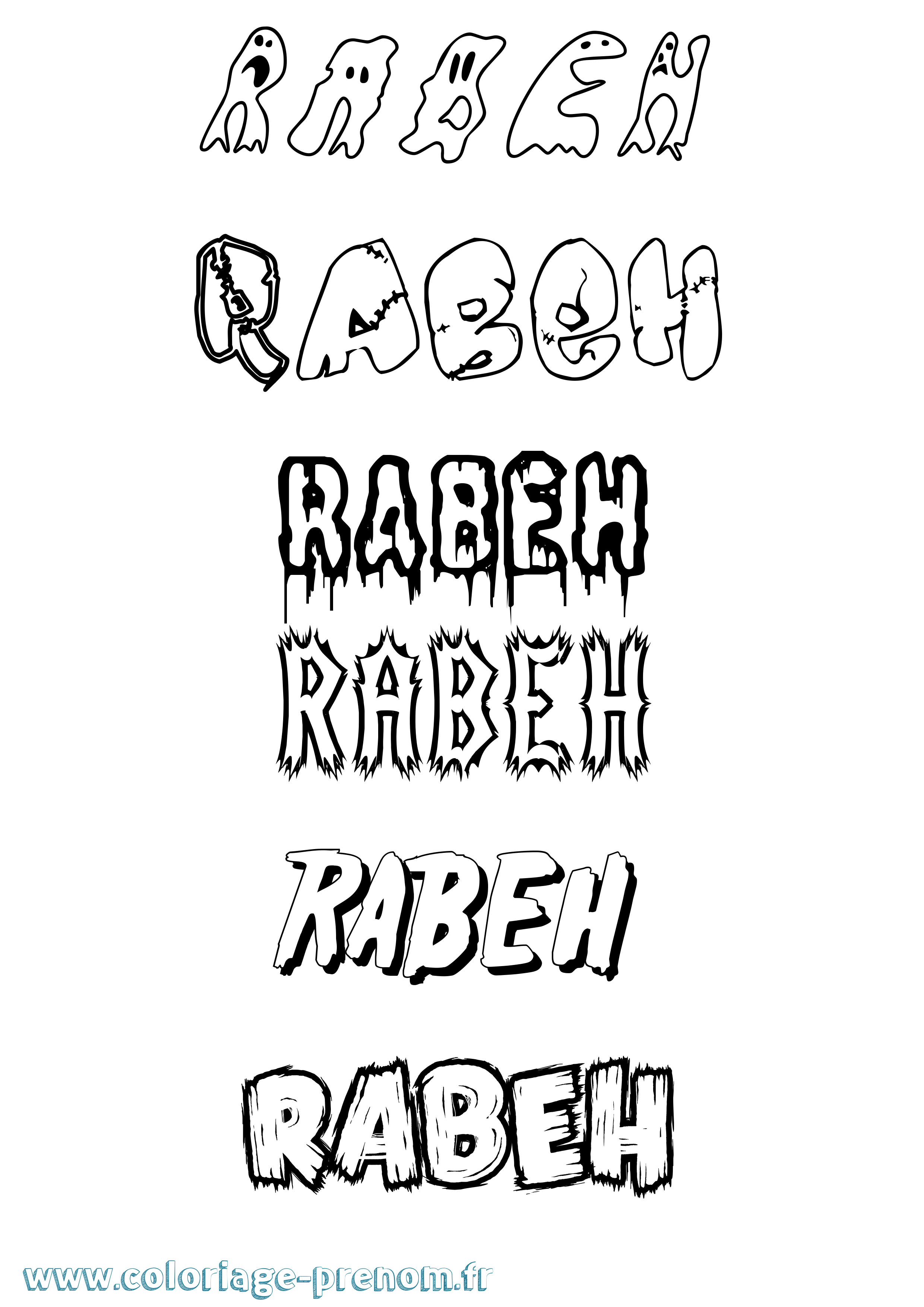 Coloriage prénom Rabeh Frisson