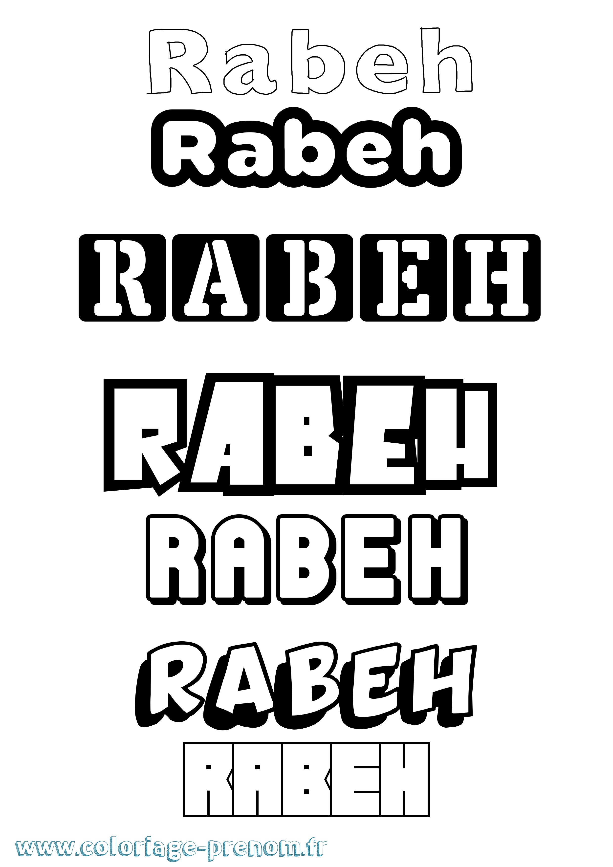 Coloriage prénom Rabeh Simple