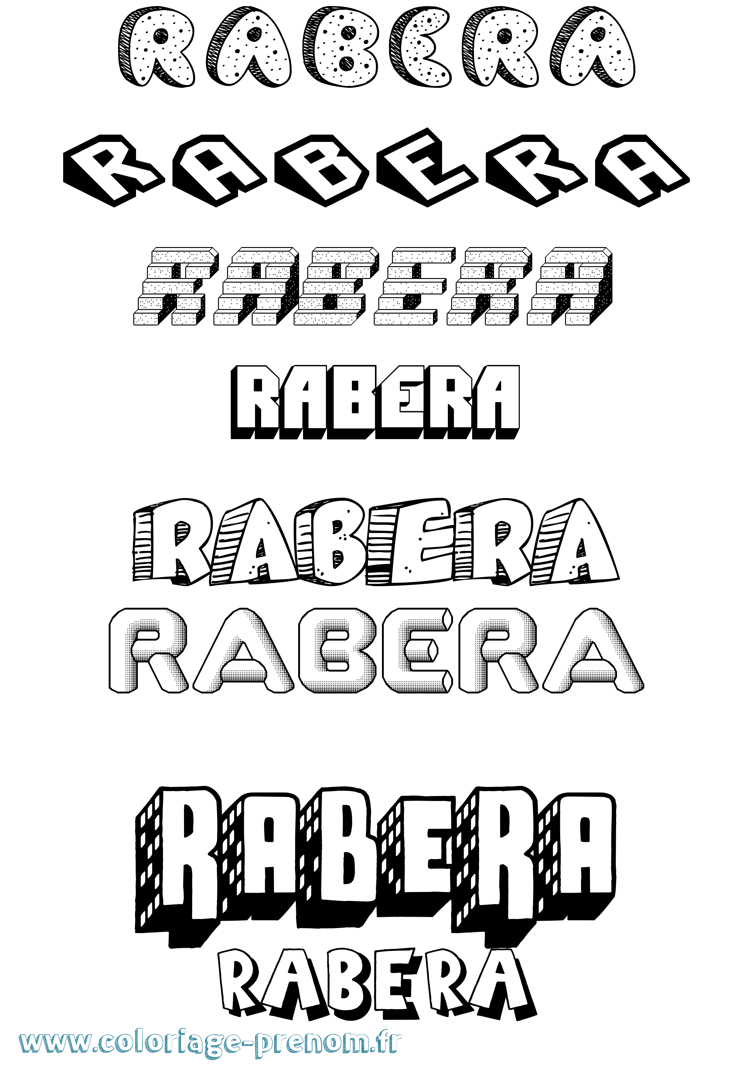 Coloriage Rabera Effet 3D Coloriage prénom Rabera Effet 3D