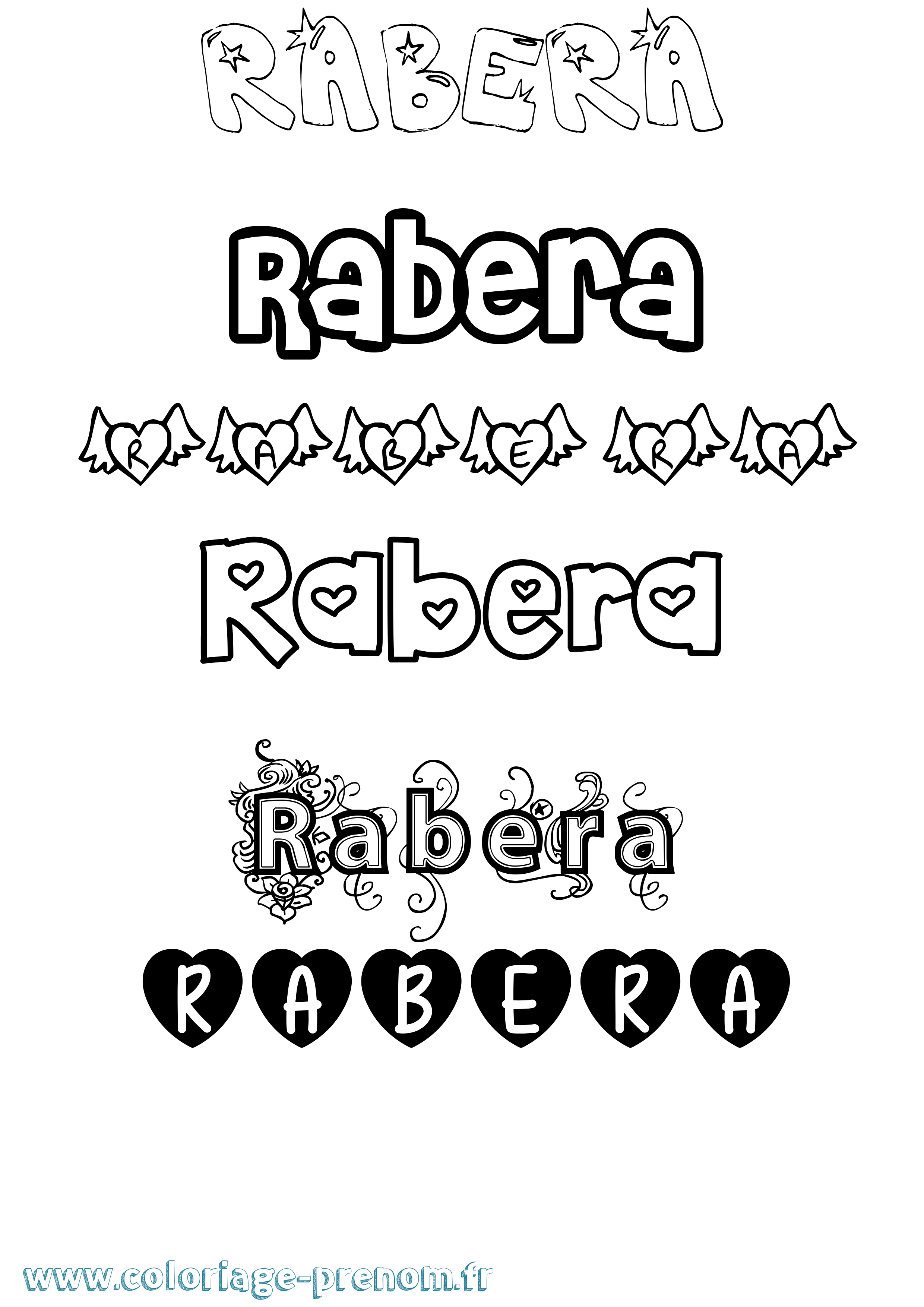 Coloriage Rabera Girly Coloriage prénom Rabera Girly