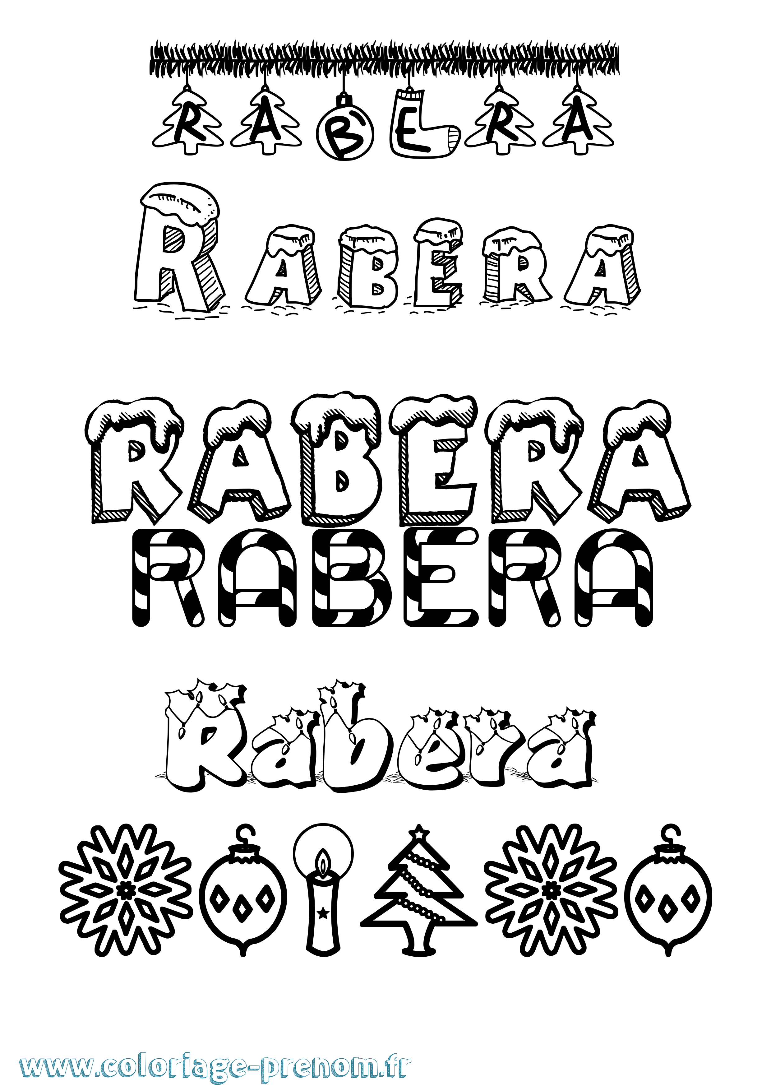 Coloriage Rabera Noël Coloriage prénom Rabera Noël