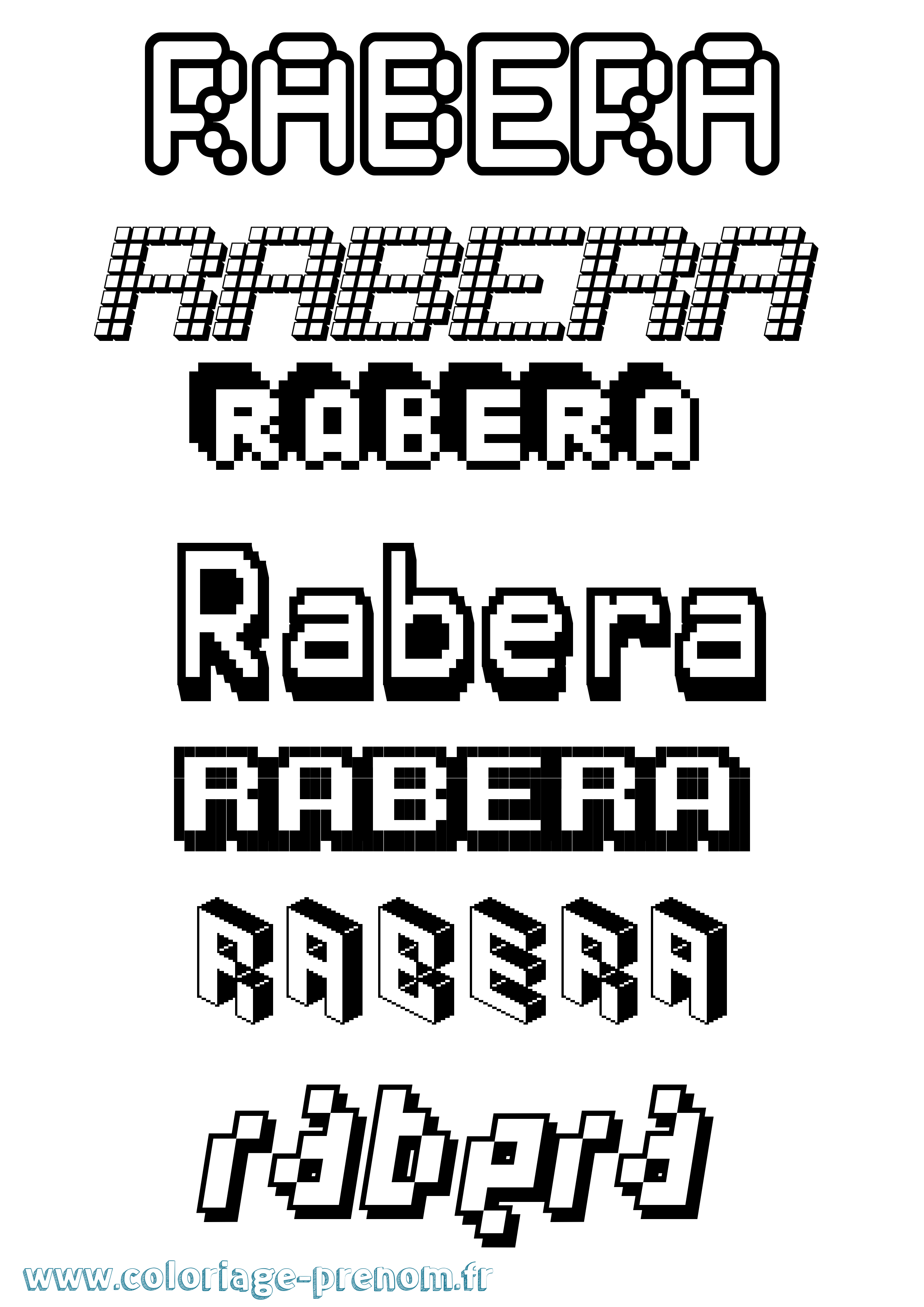 Coloriage Rabera Pixel Coloriage prénom Rabera Pixel