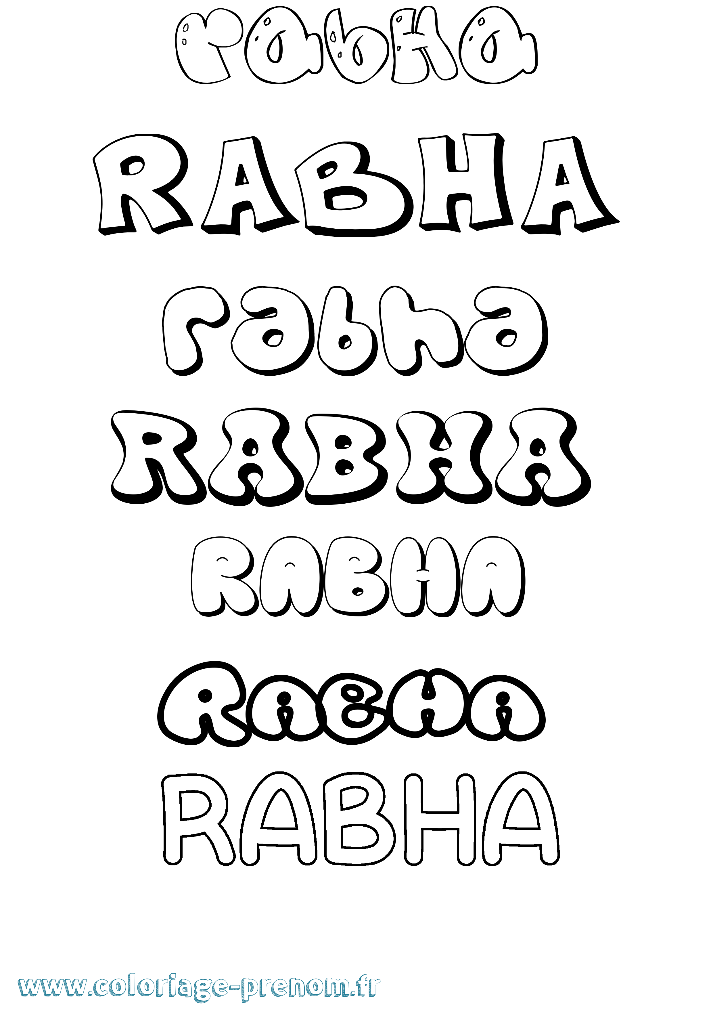 Coloriage Rabha Bubble Coloriage prénom Rabha Bubble
