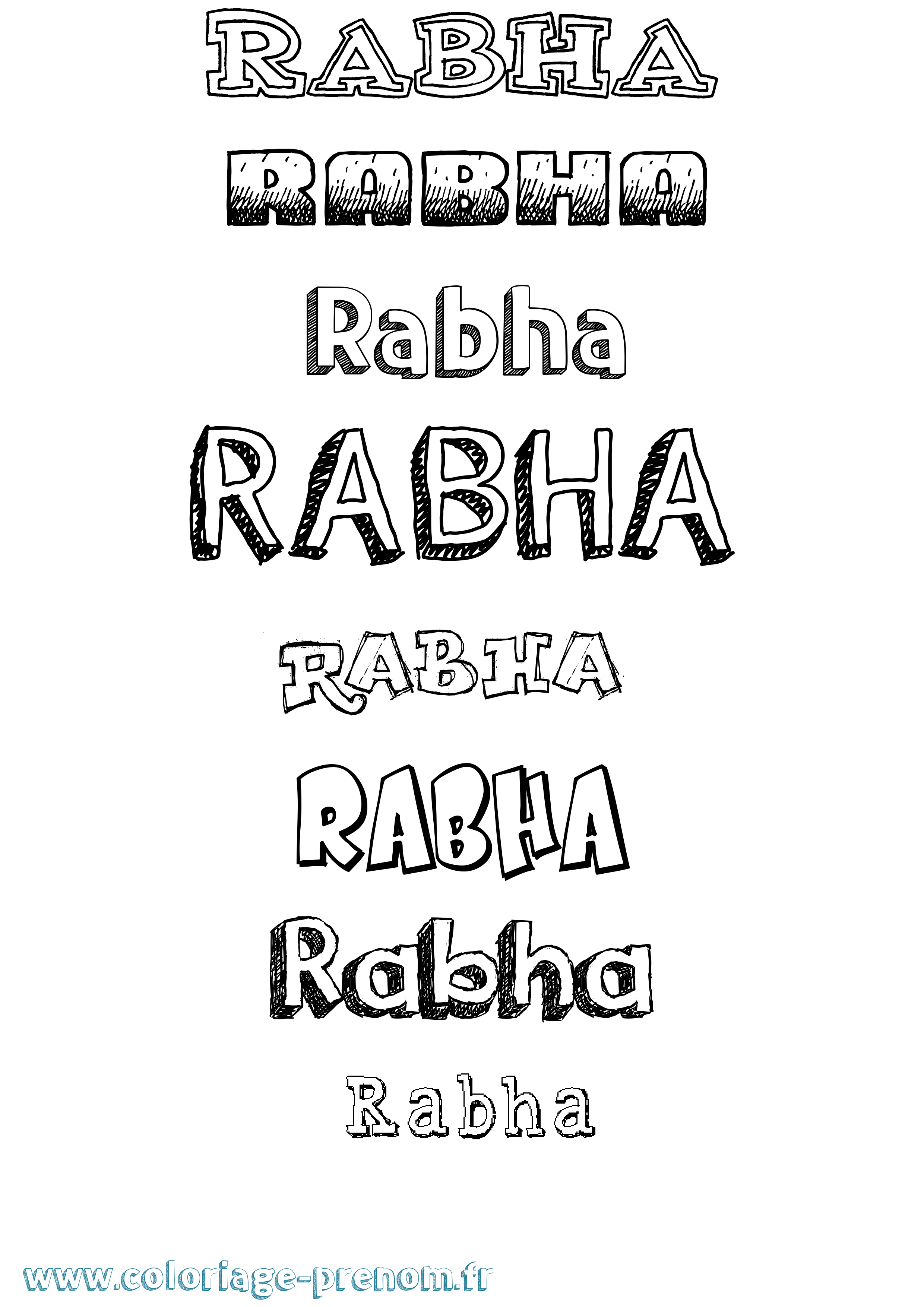 Coloriage Rabha Dessiné Coloriage prénom Rabha Dessiné