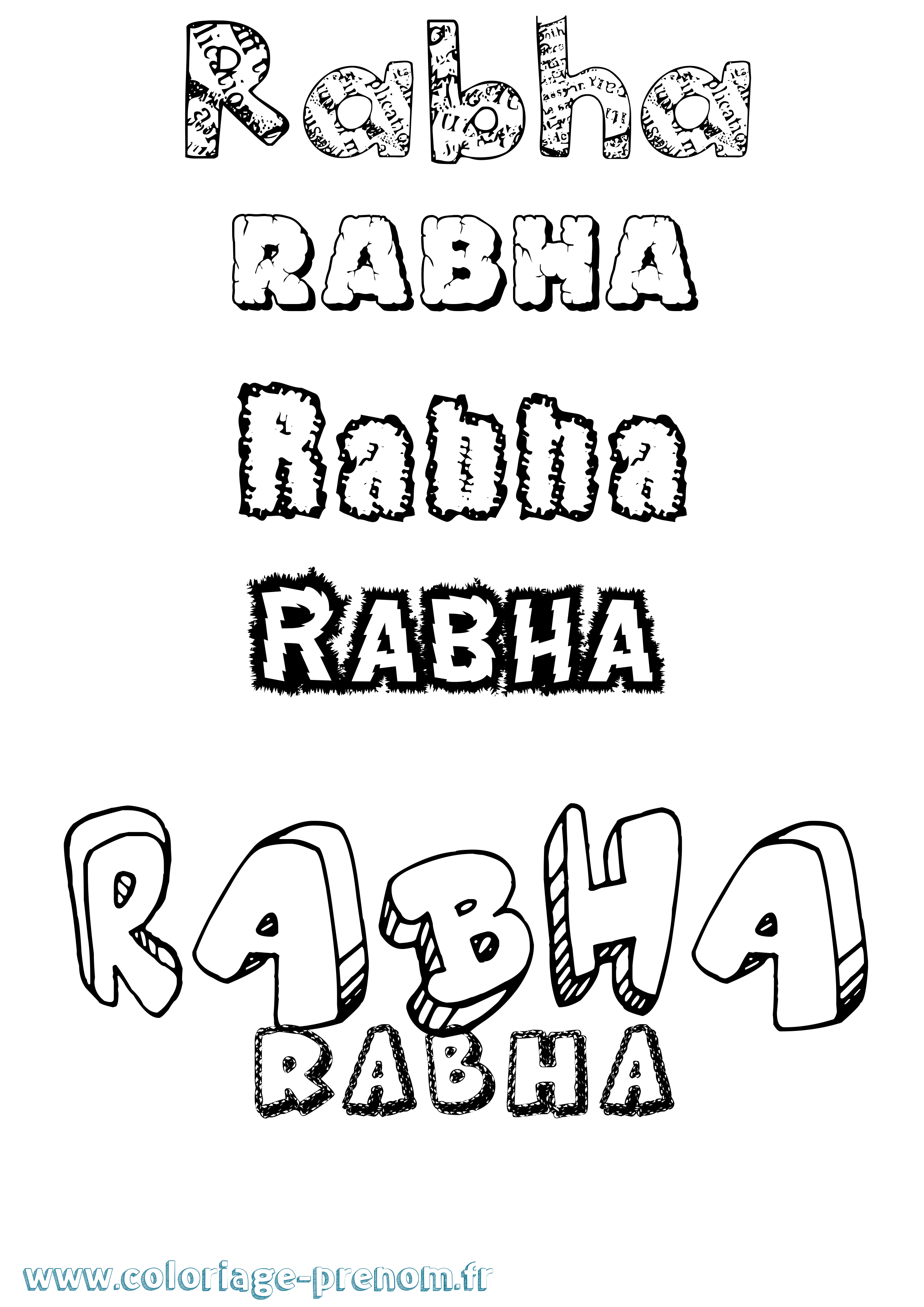 Coloriage Rabha Destructuré Coloriage prénom Rabha Destructuré