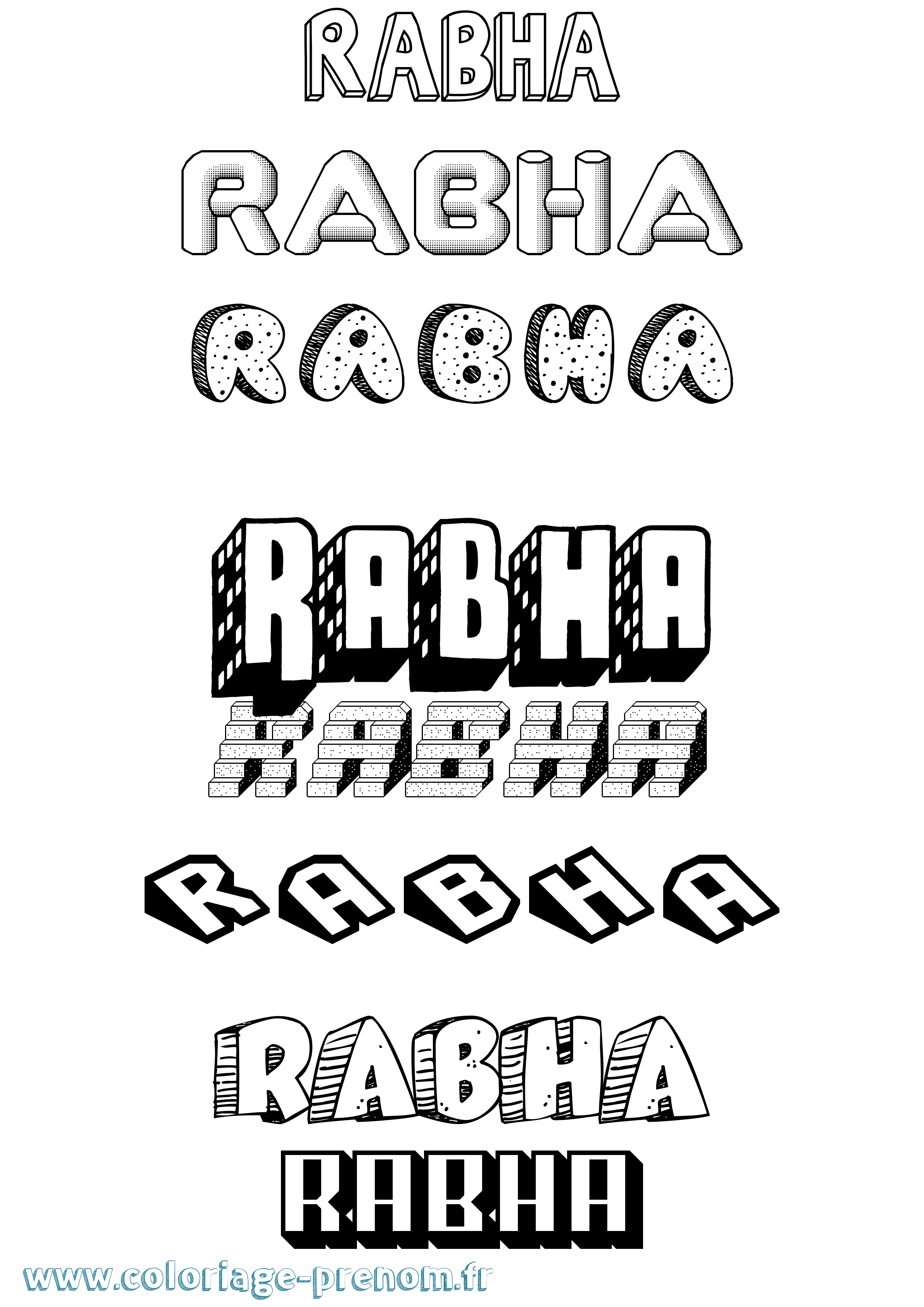 Coloriage Rabha Effet 3D Coloriage prénom Rabha Effet 3D