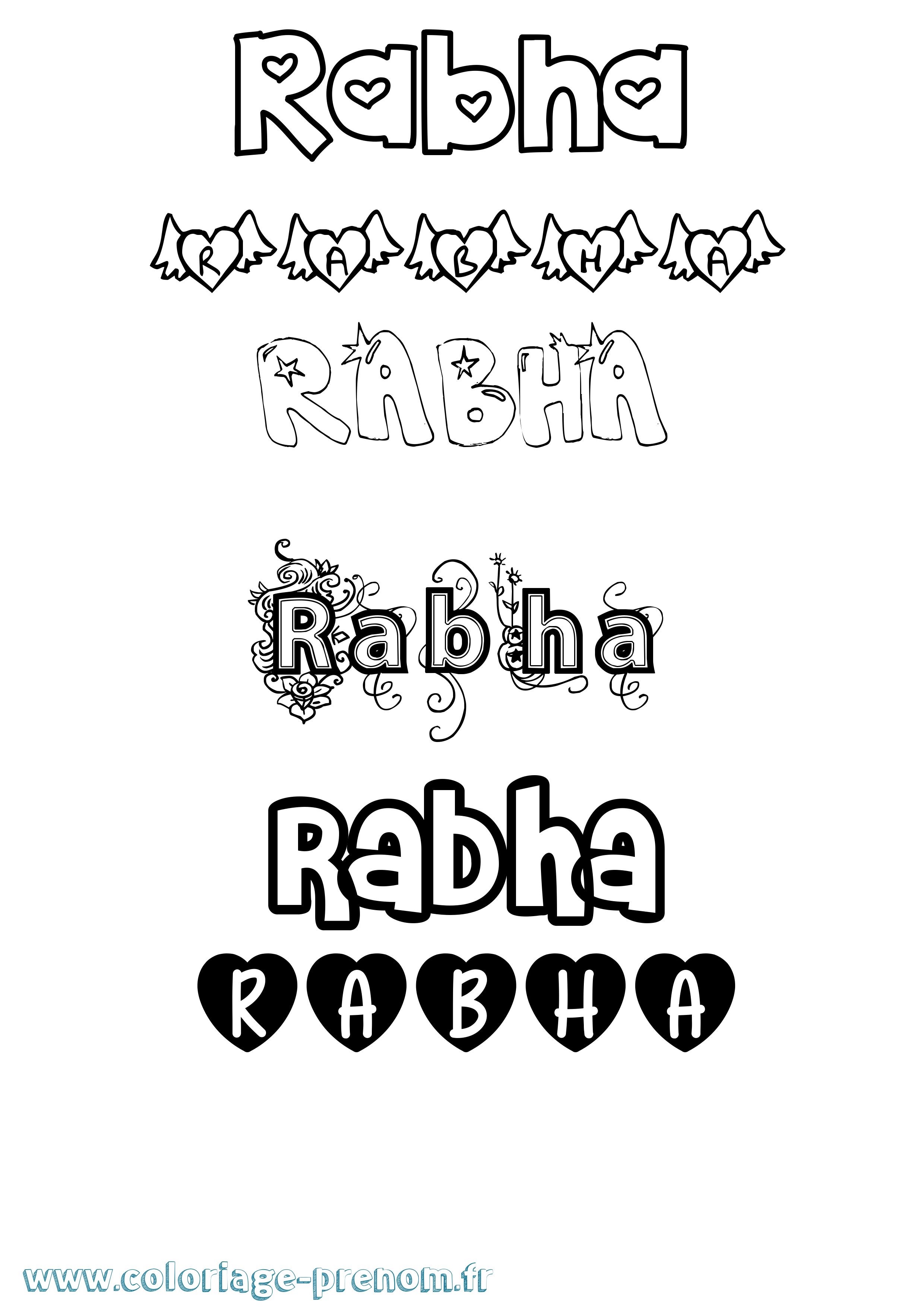 Coloriage Rabha Girly Coloriage prénom Rabha Girly