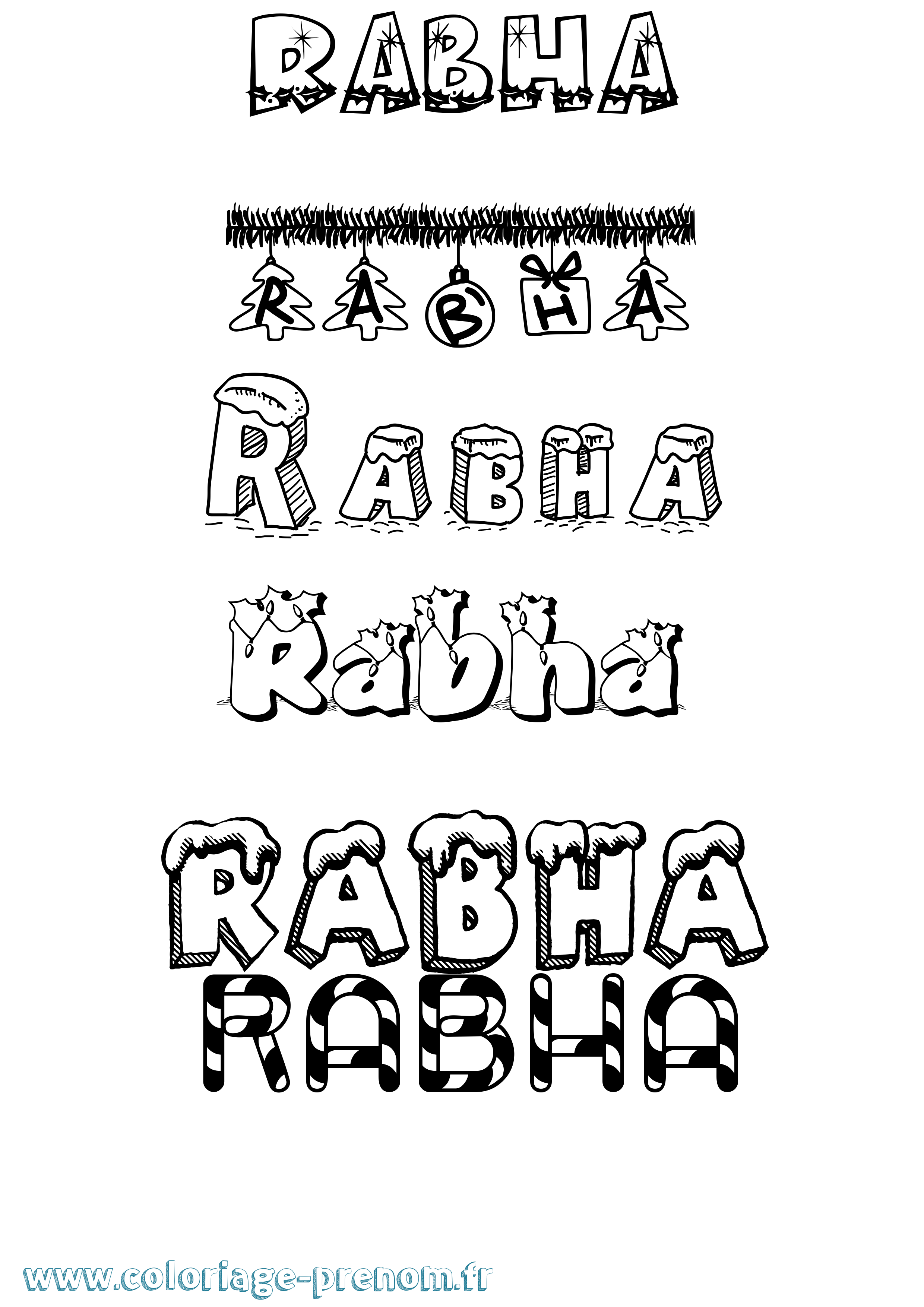 Coloriage Rabha Noël Coloriage prénom Rabha Noël