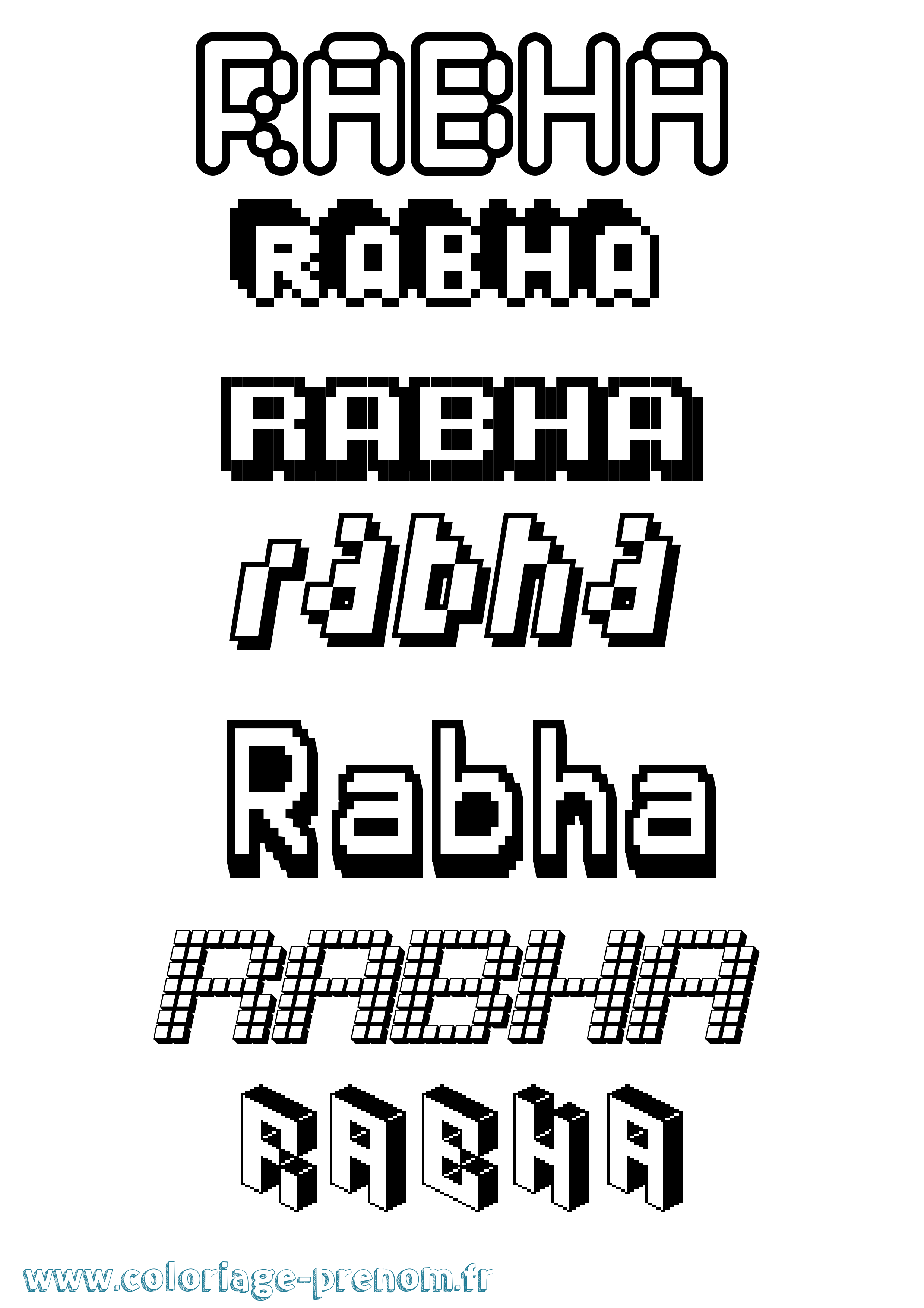 Coloriage Rabha Pixel Coloriage prénom Rabha Pixel