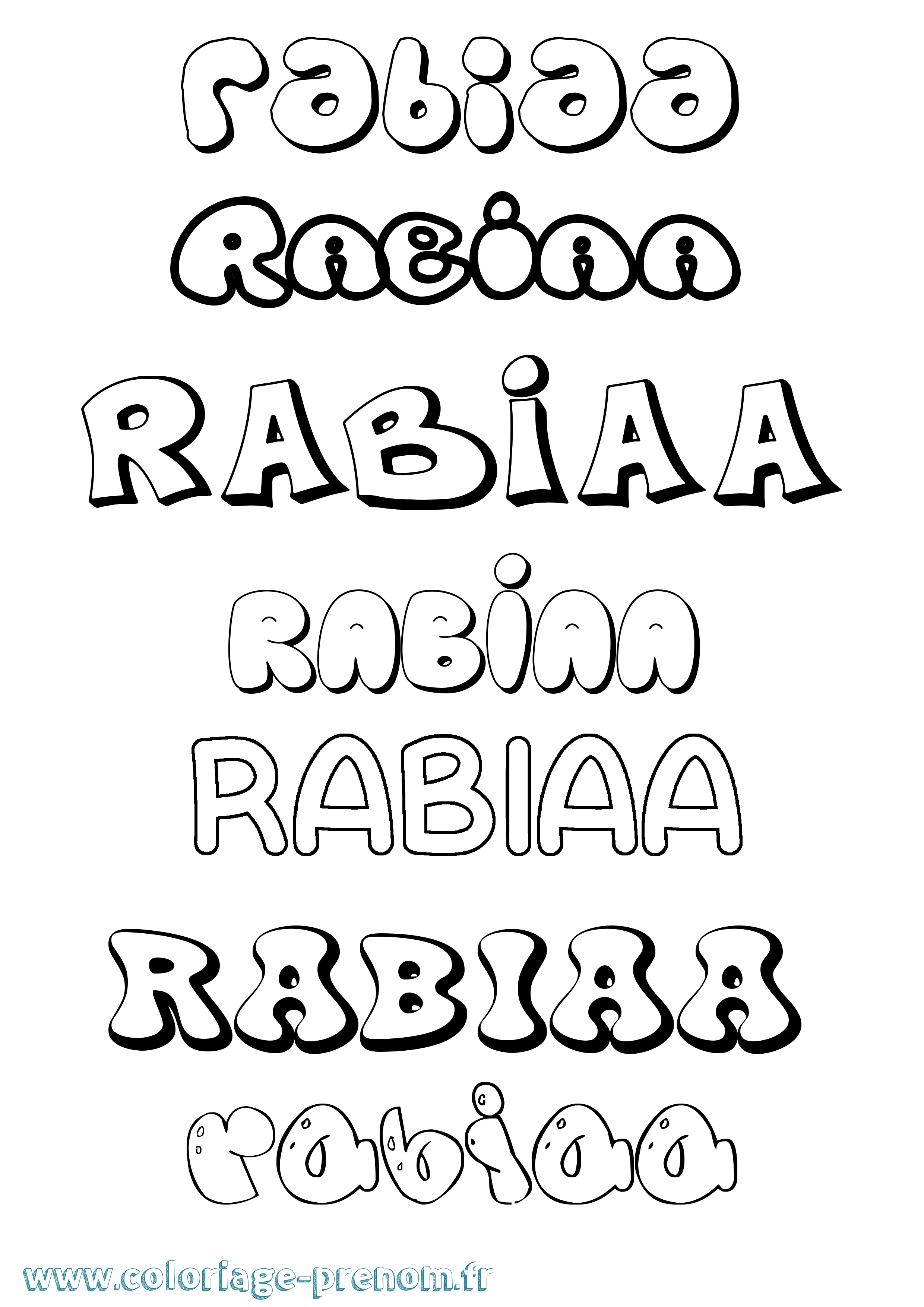 Coloriage Rabiaa Bubble Coloriage prénom Rabiaa Bubble
