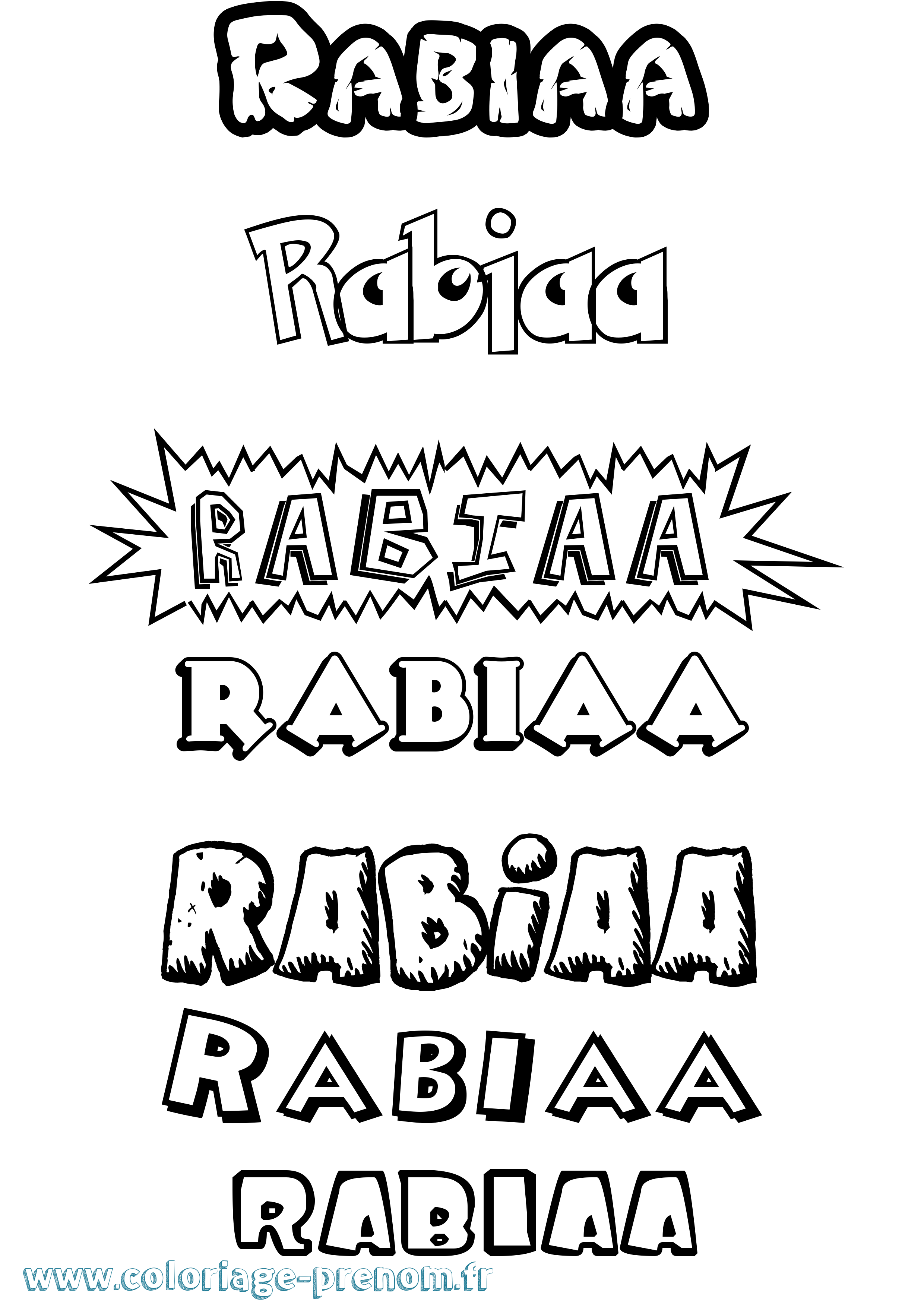 Coloriage Rabiaa Dessin Animé Coloriage prénom Rabiaa Dessin Animé