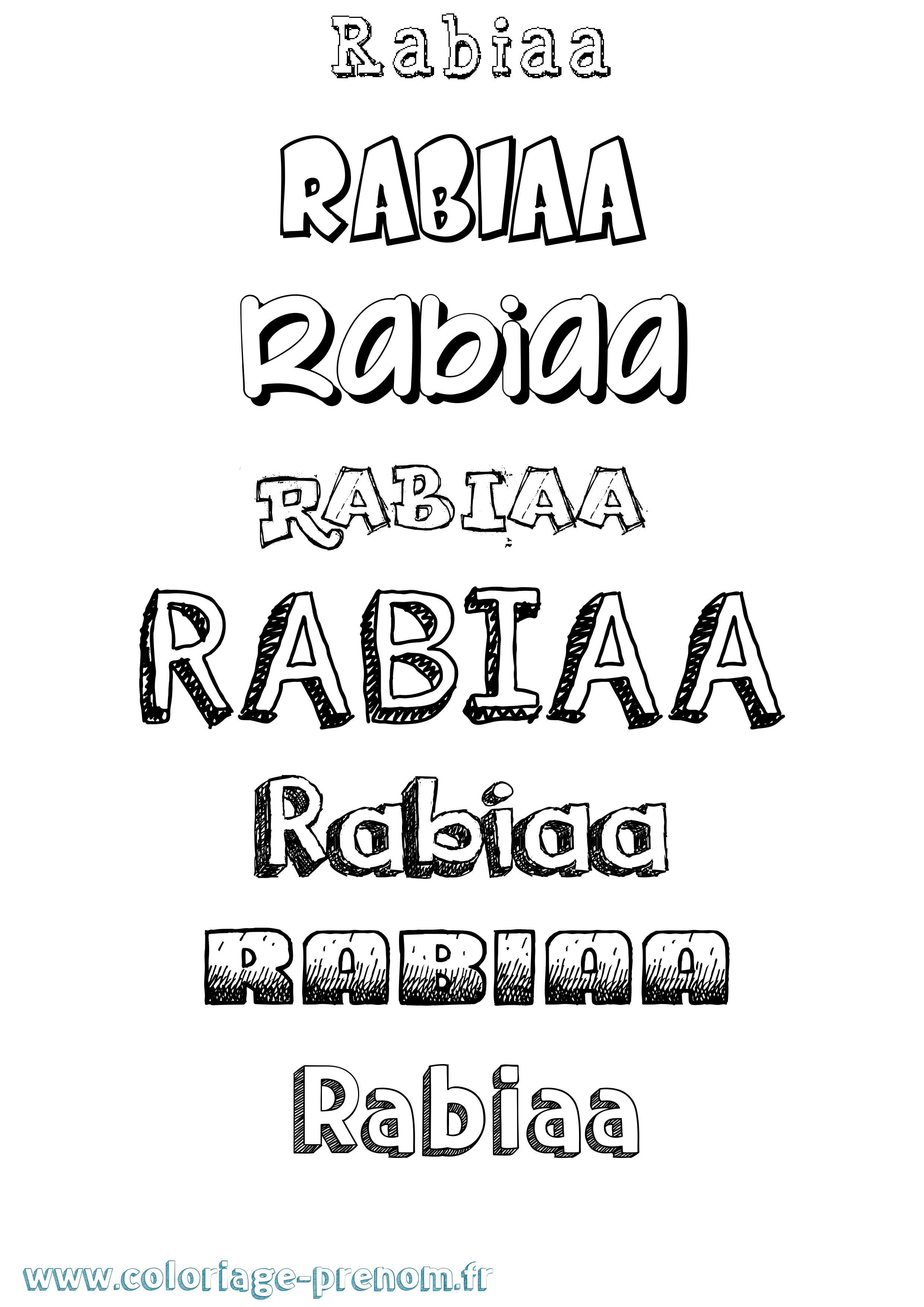 Coloriage Rabiaa Dessiné Coloriage prénom Rabiaa Dessiné