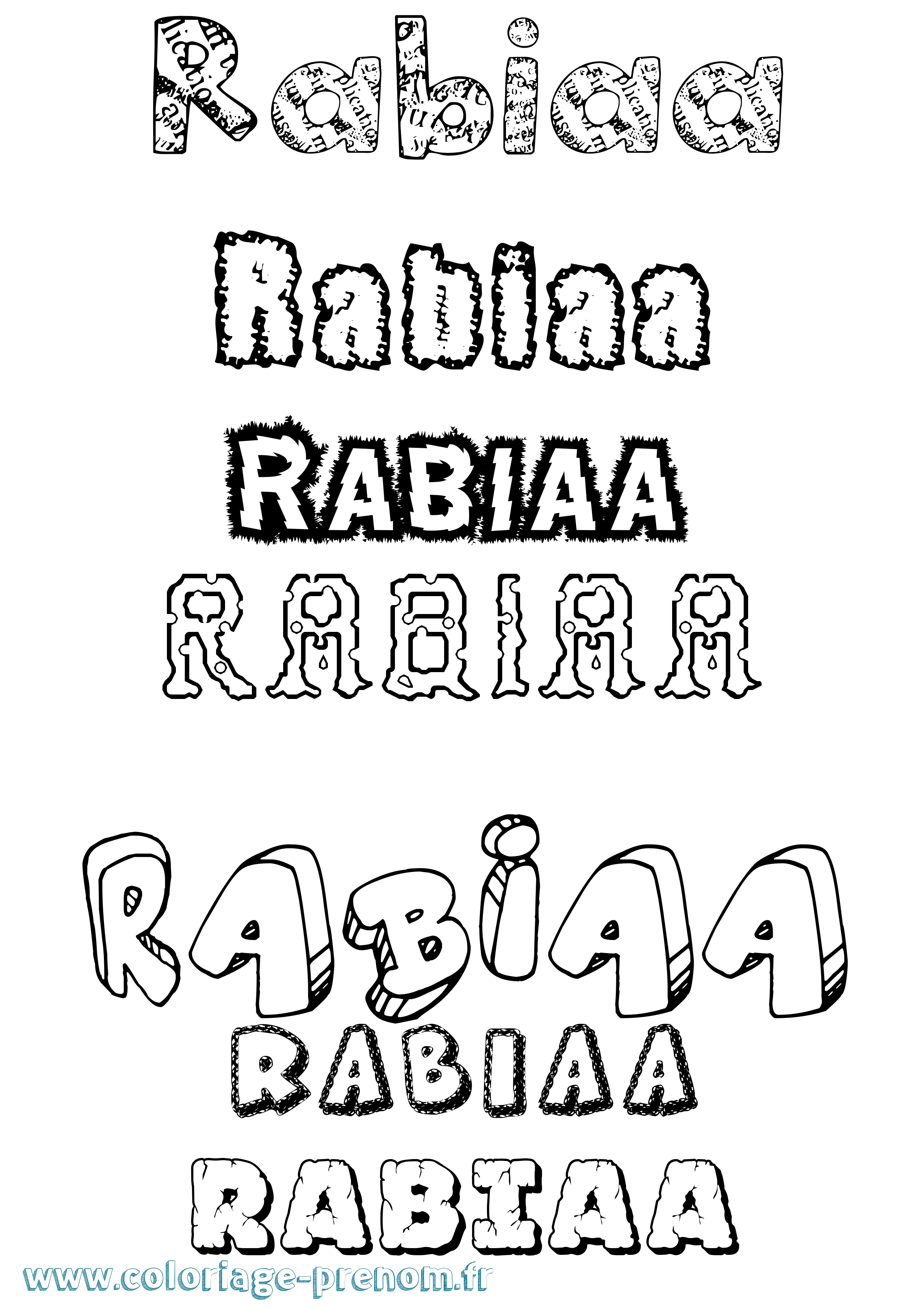 Coloriage Rabiaa Destructuré Coloriage prénom Rabiaa Destructuré