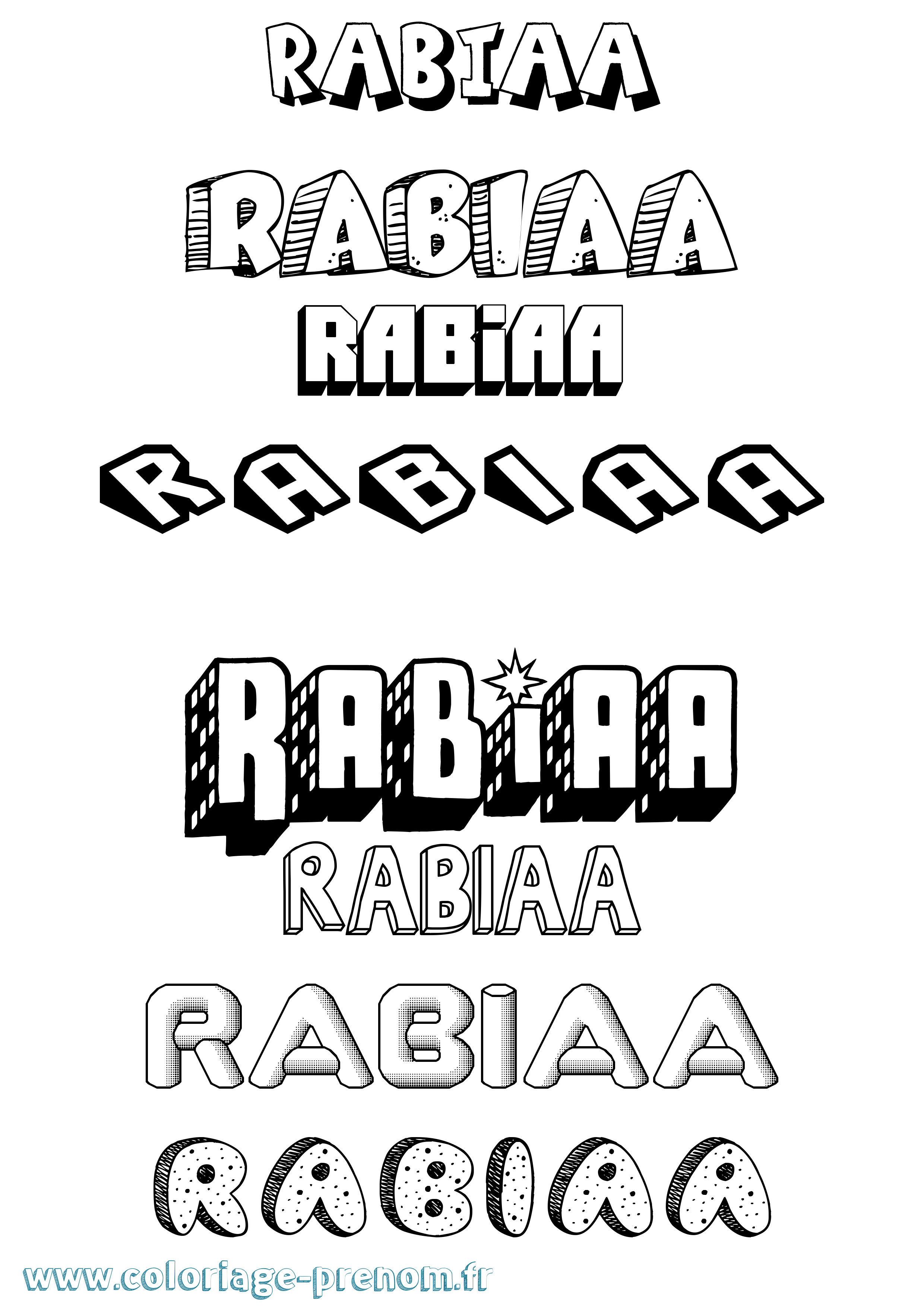 Coloriage Rabiaa Effet 3D Coloriage prénom Rabiaa Effet 3D
