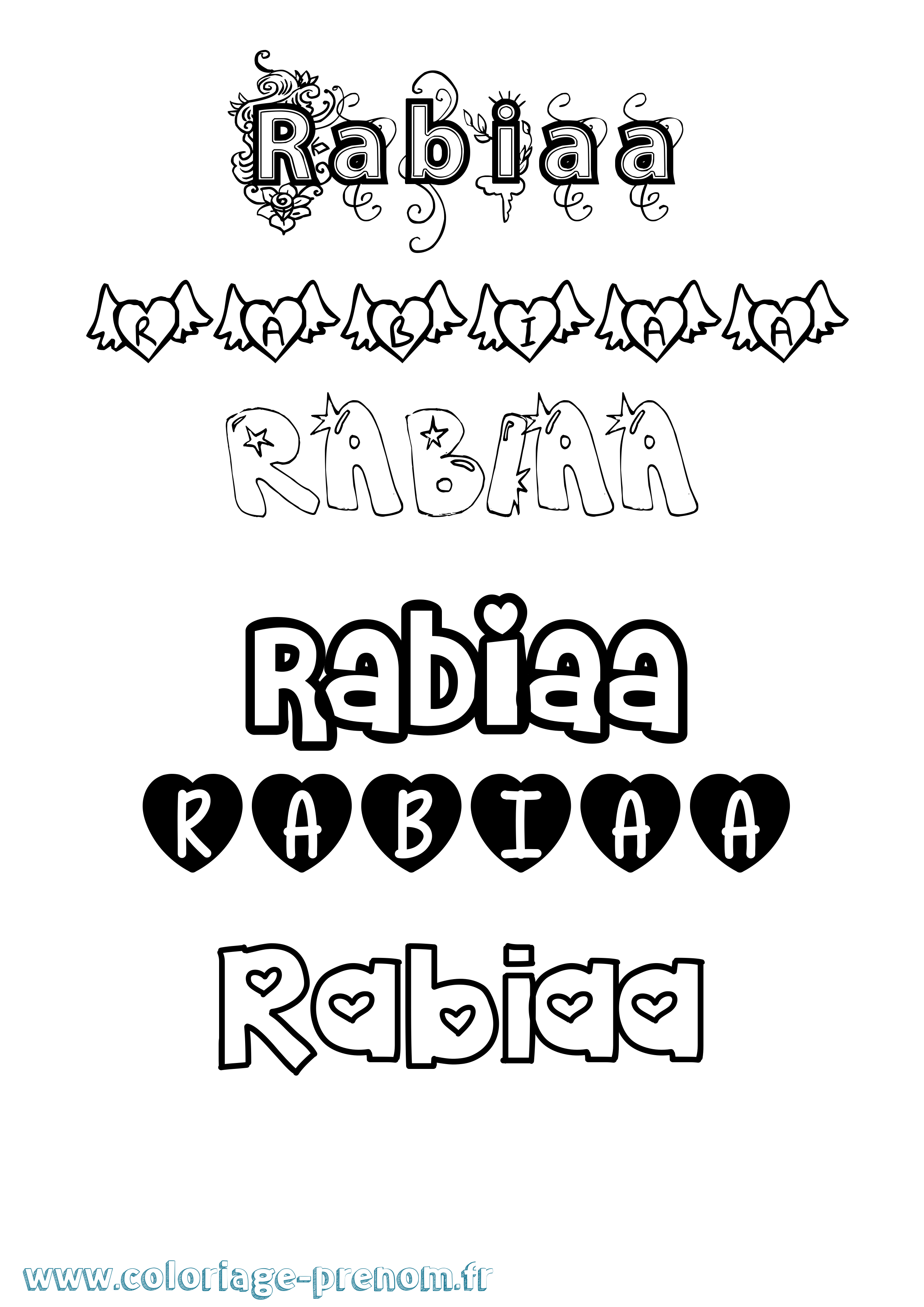 Coloriage Rabiaa Girly Coloriage prénom Rabiaa Girly