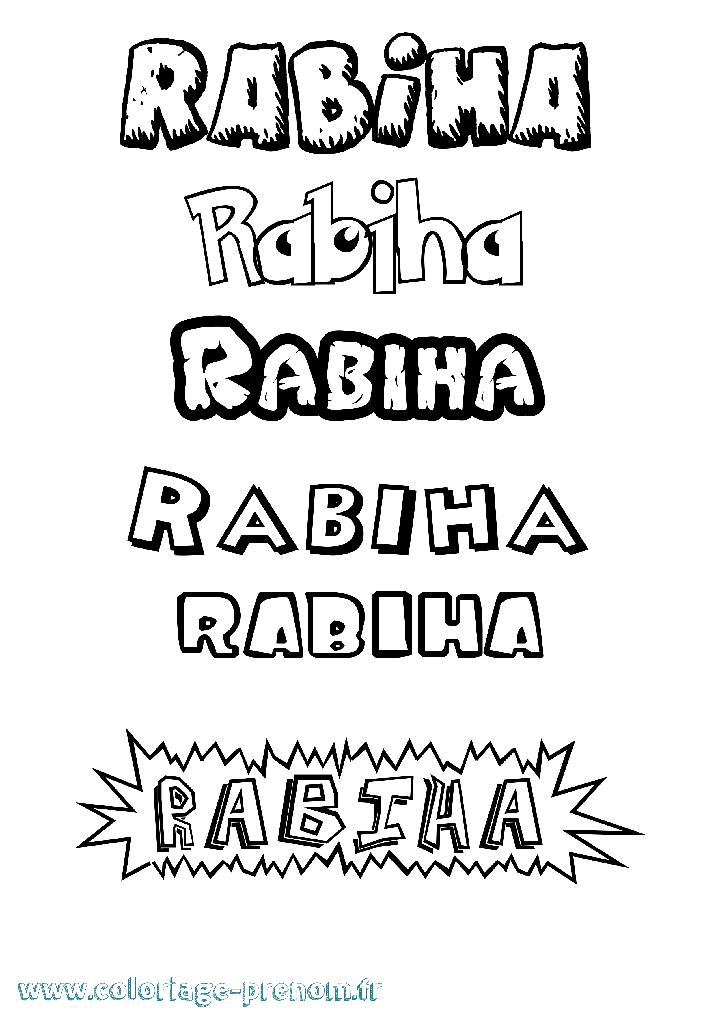 Coloriage Rabiha Dessin Animé Coloriage prénom Rabiha Dessin Animé