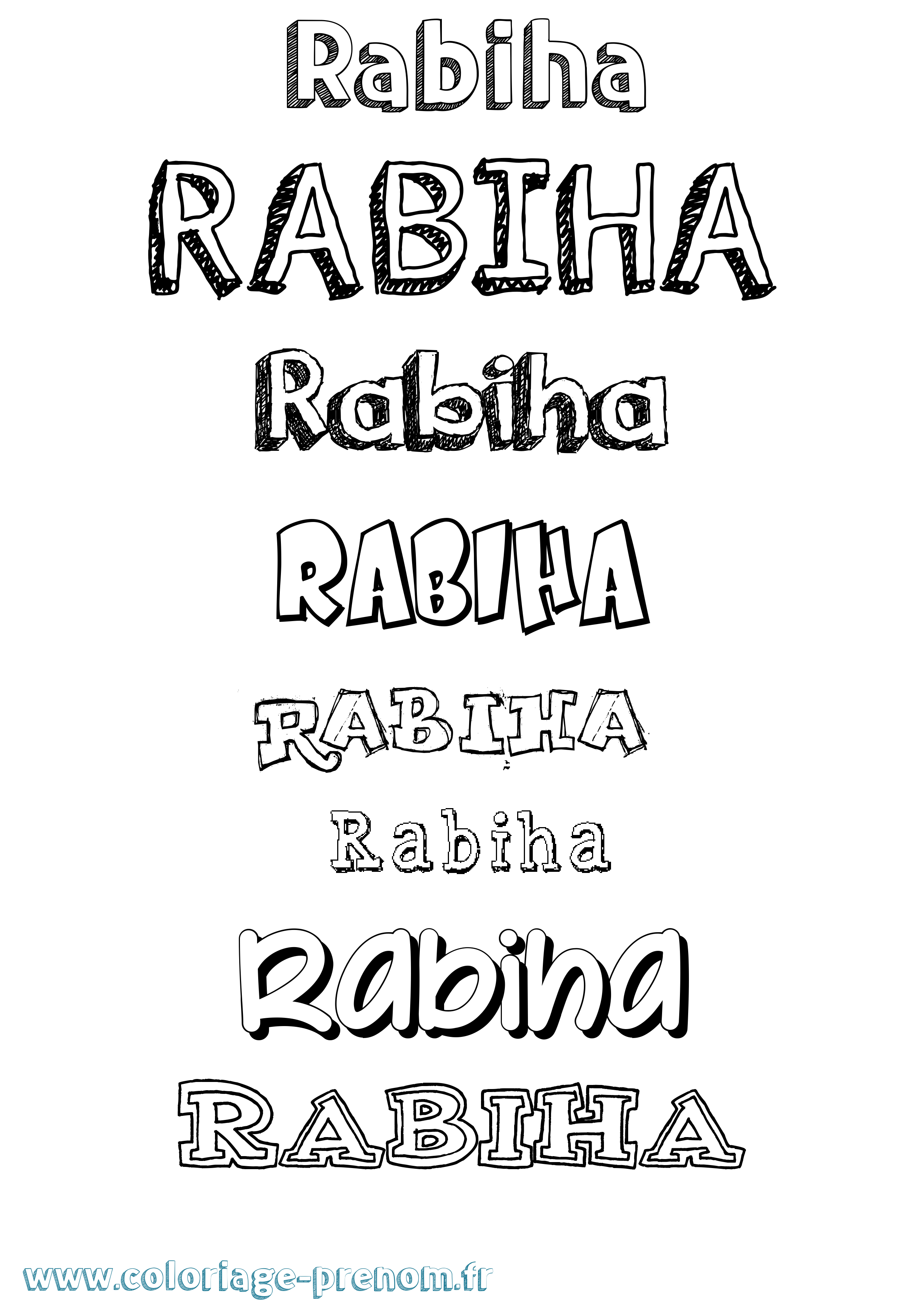 Coloriage Rabiha Dessiné Coloriage prénom Rabiha Dessiné