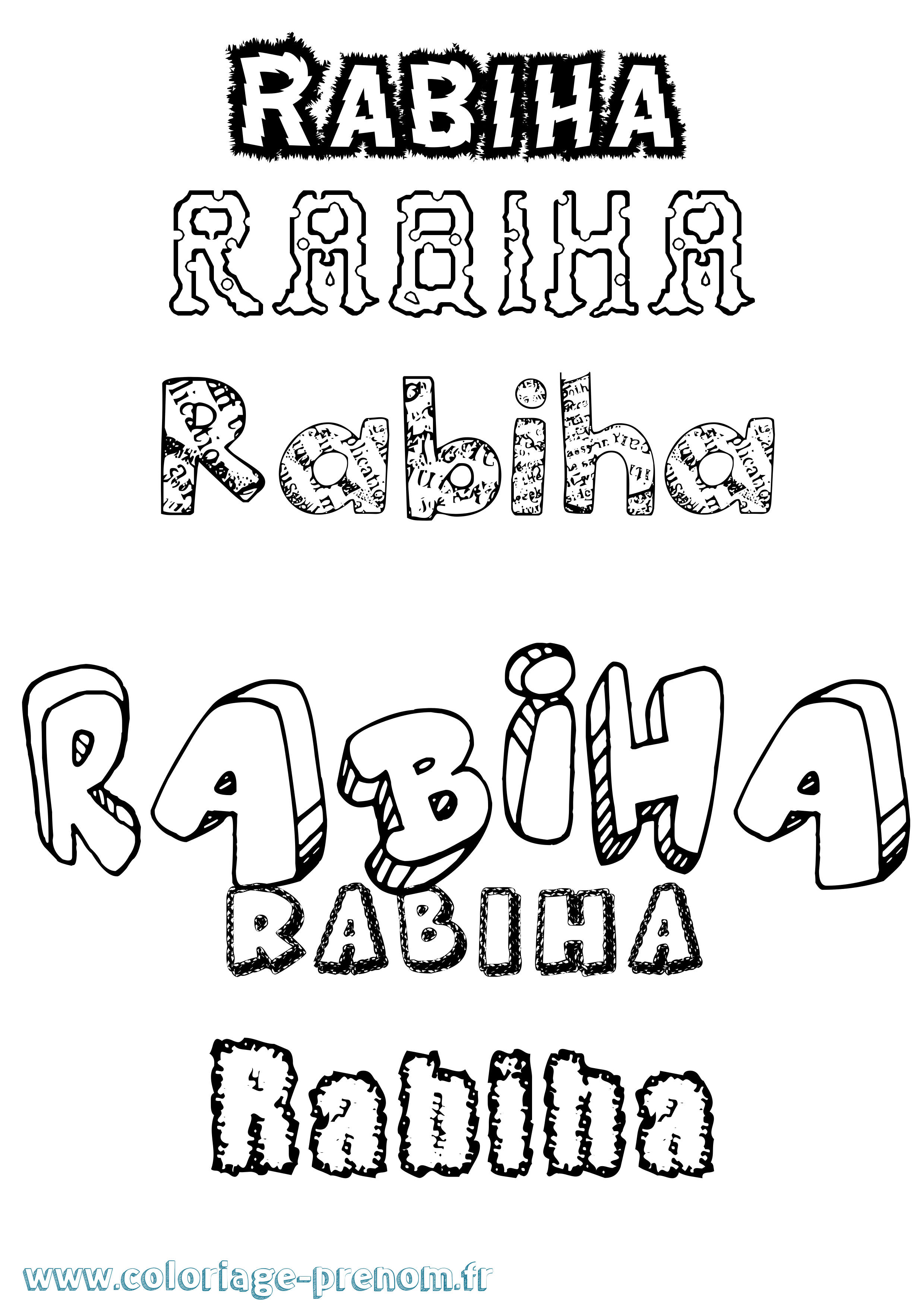Coloriage Rabiha Destructuré Coloriage prénom Rabiha Destructuré