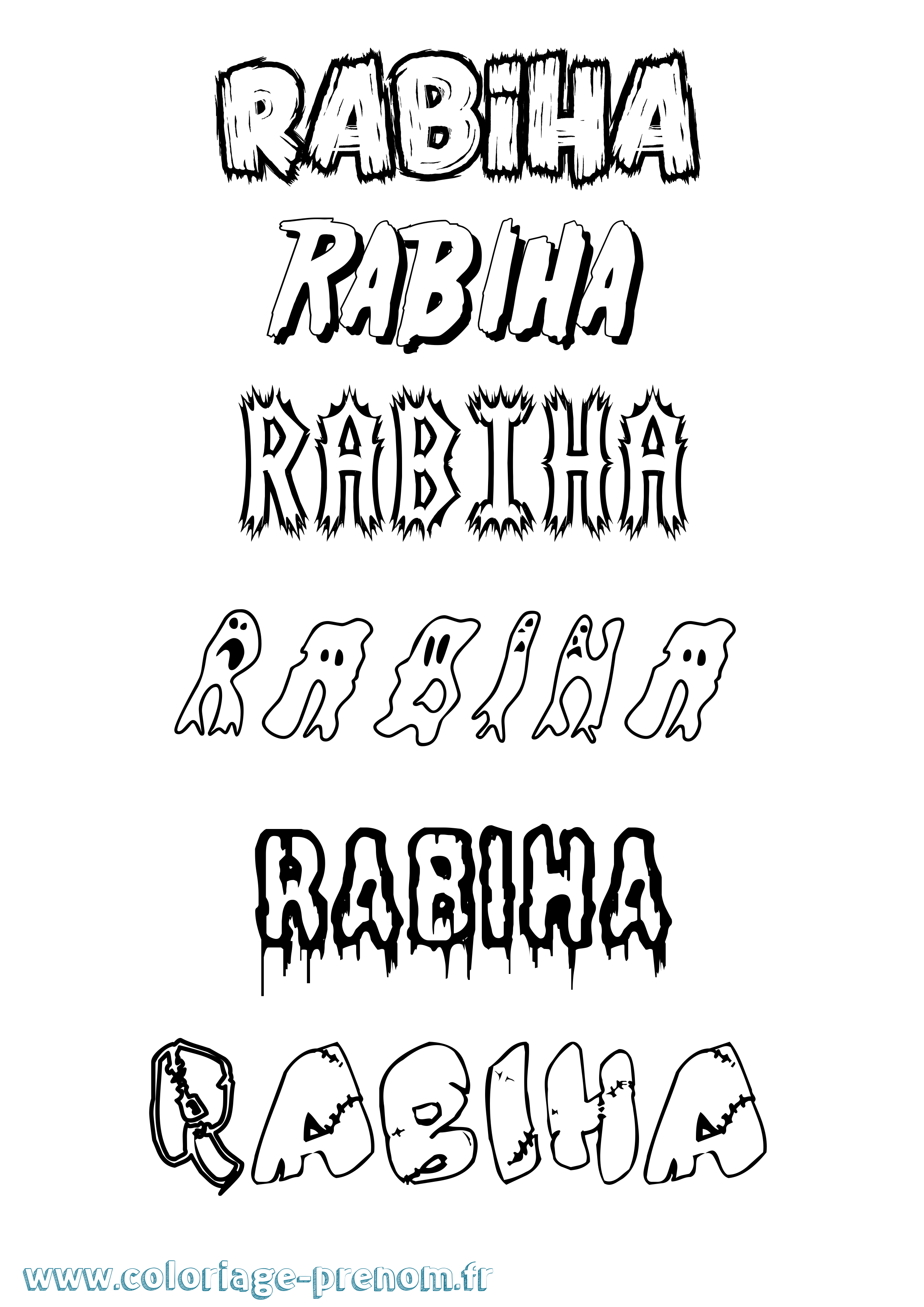 Coloriage Rabiha Frisson Coloriage prénom Rabiha Frisson