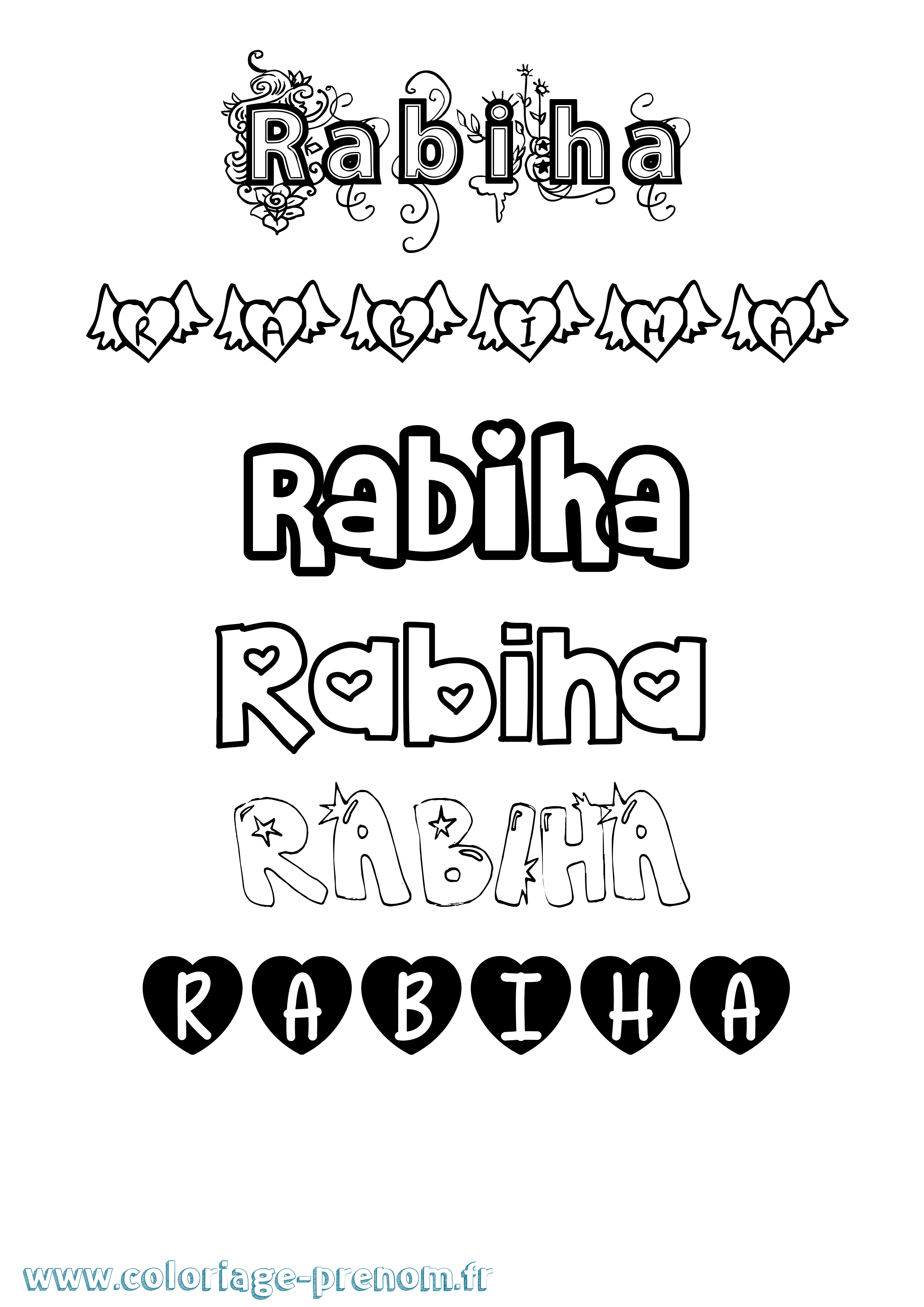Coloriage Rabiha Girly Coloriage prénom Rabiha Girly