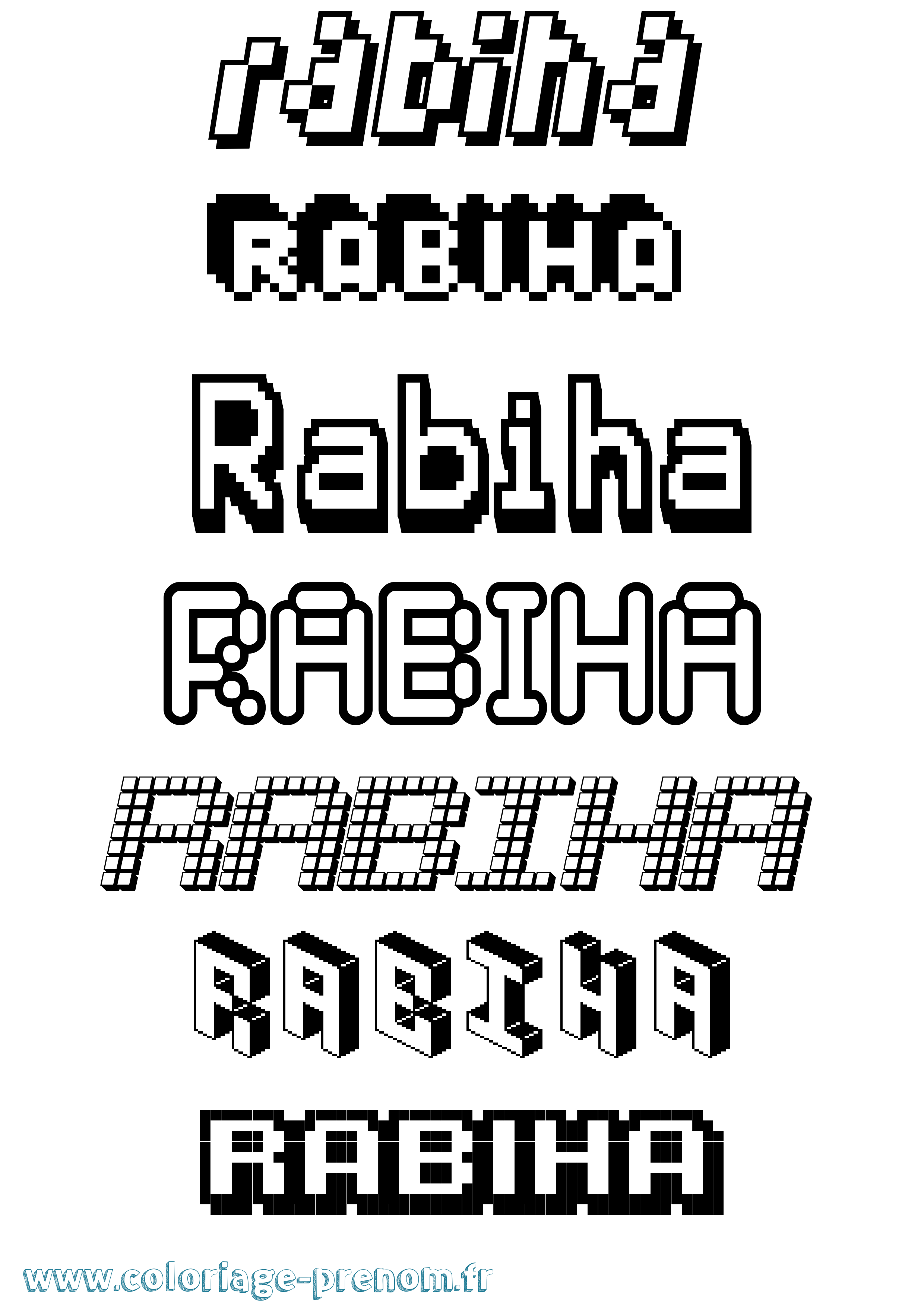Coloriage Rabiha Pixel Coloriage prénom Rabiha Pixel