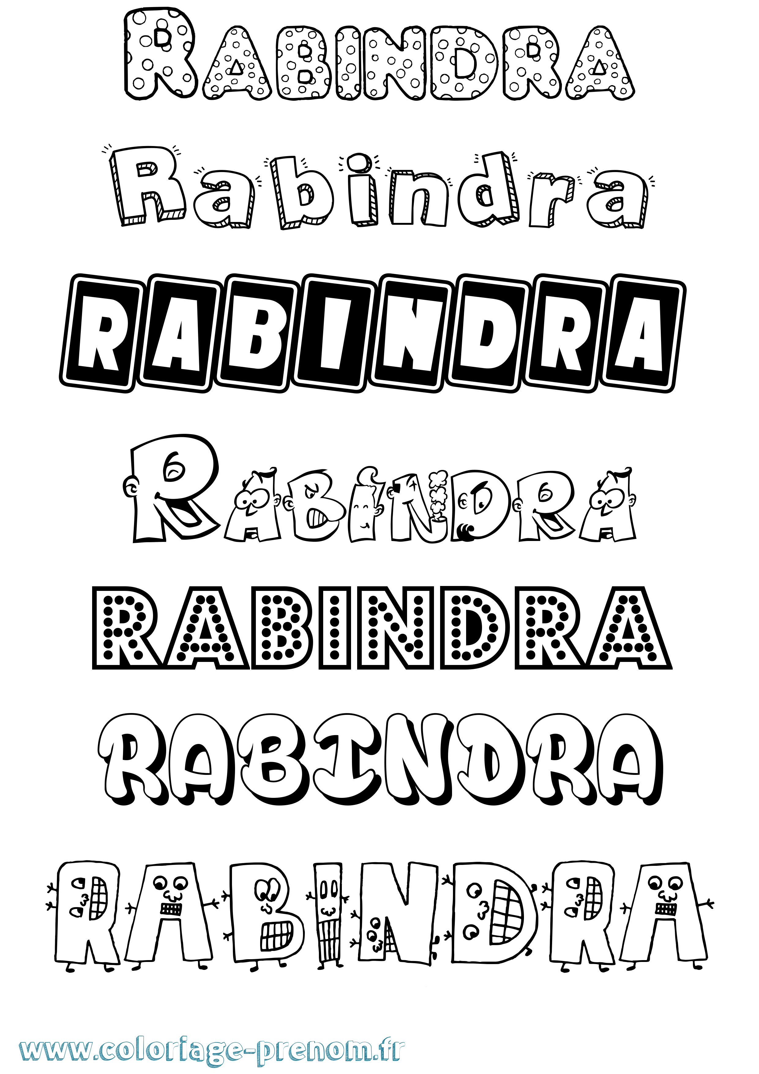 Coloriage prénom Rabindra Fun