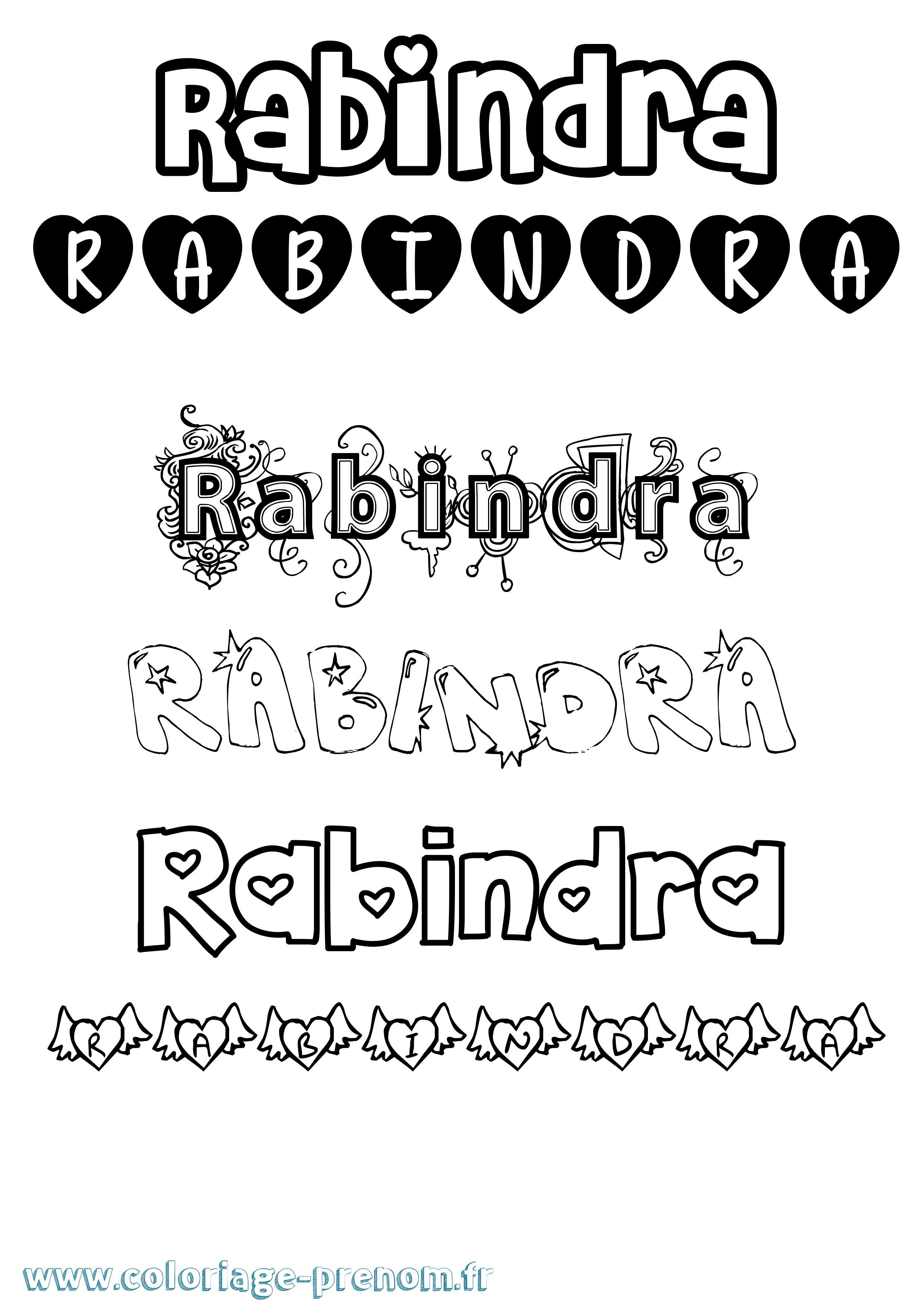 Coloriage prénom Rabindra Girly