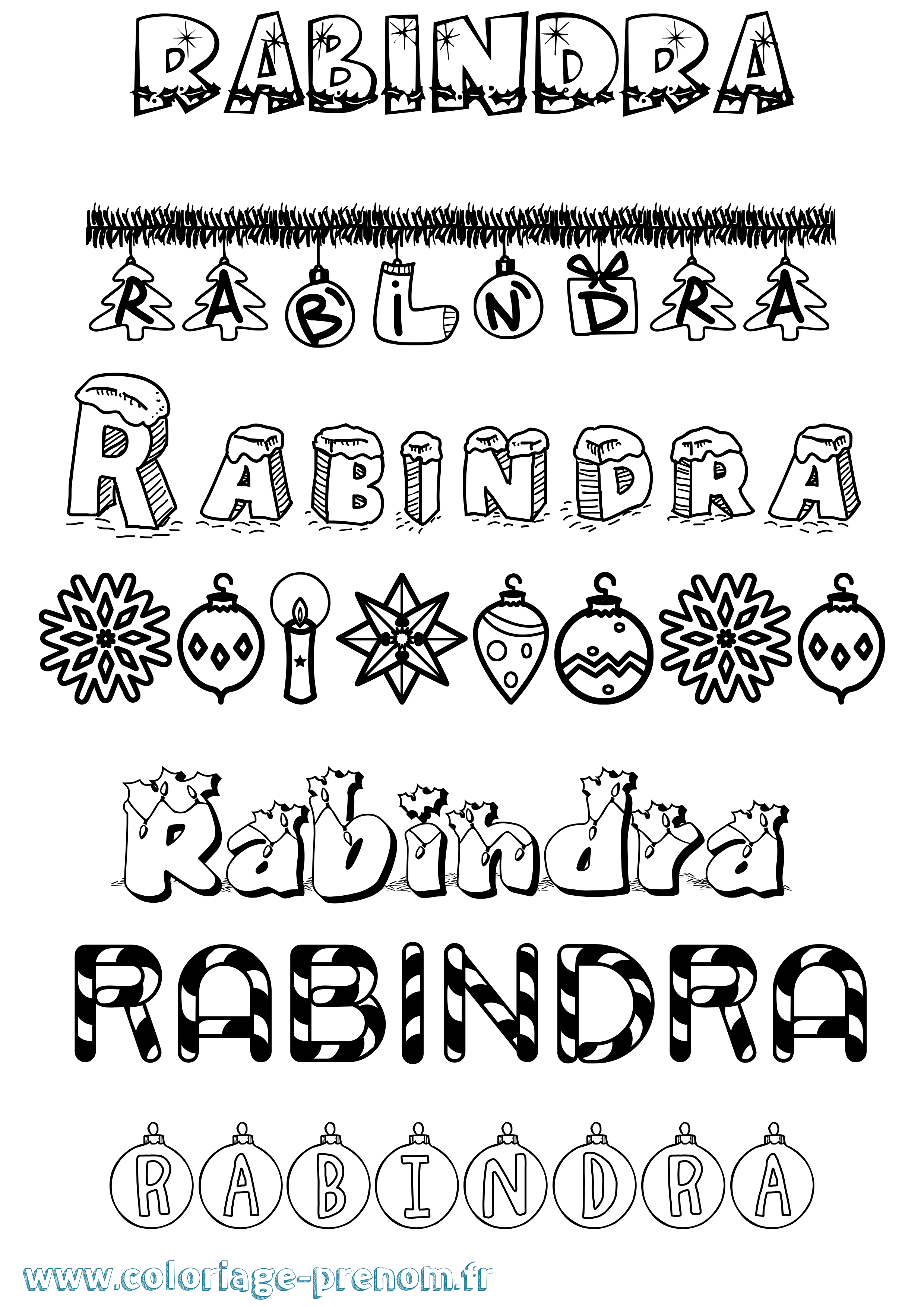 Coloriage prénom Rabindra Noël