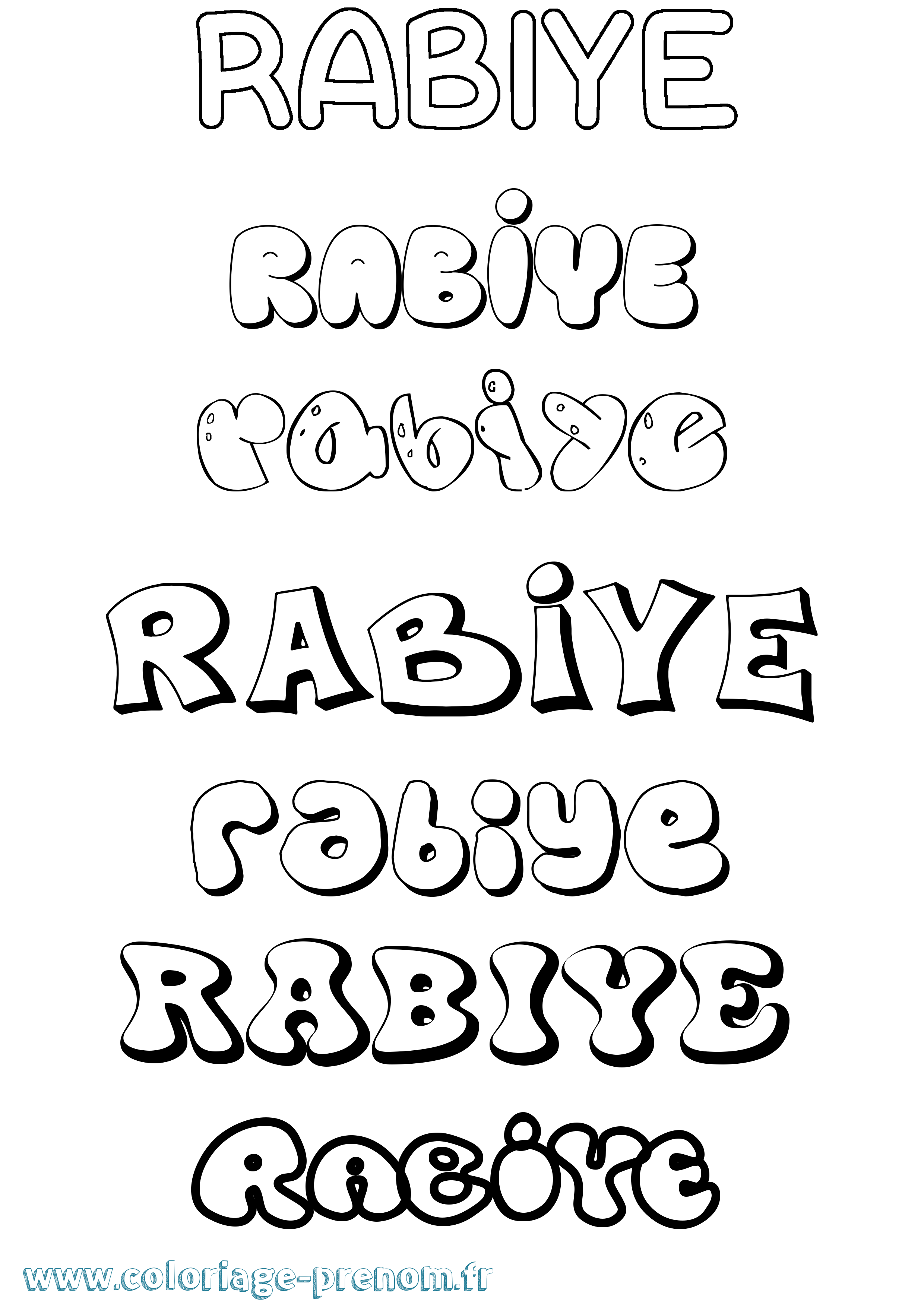 Coloriage Rabiye Bubble Coloriage prénom Rabiye Bubble