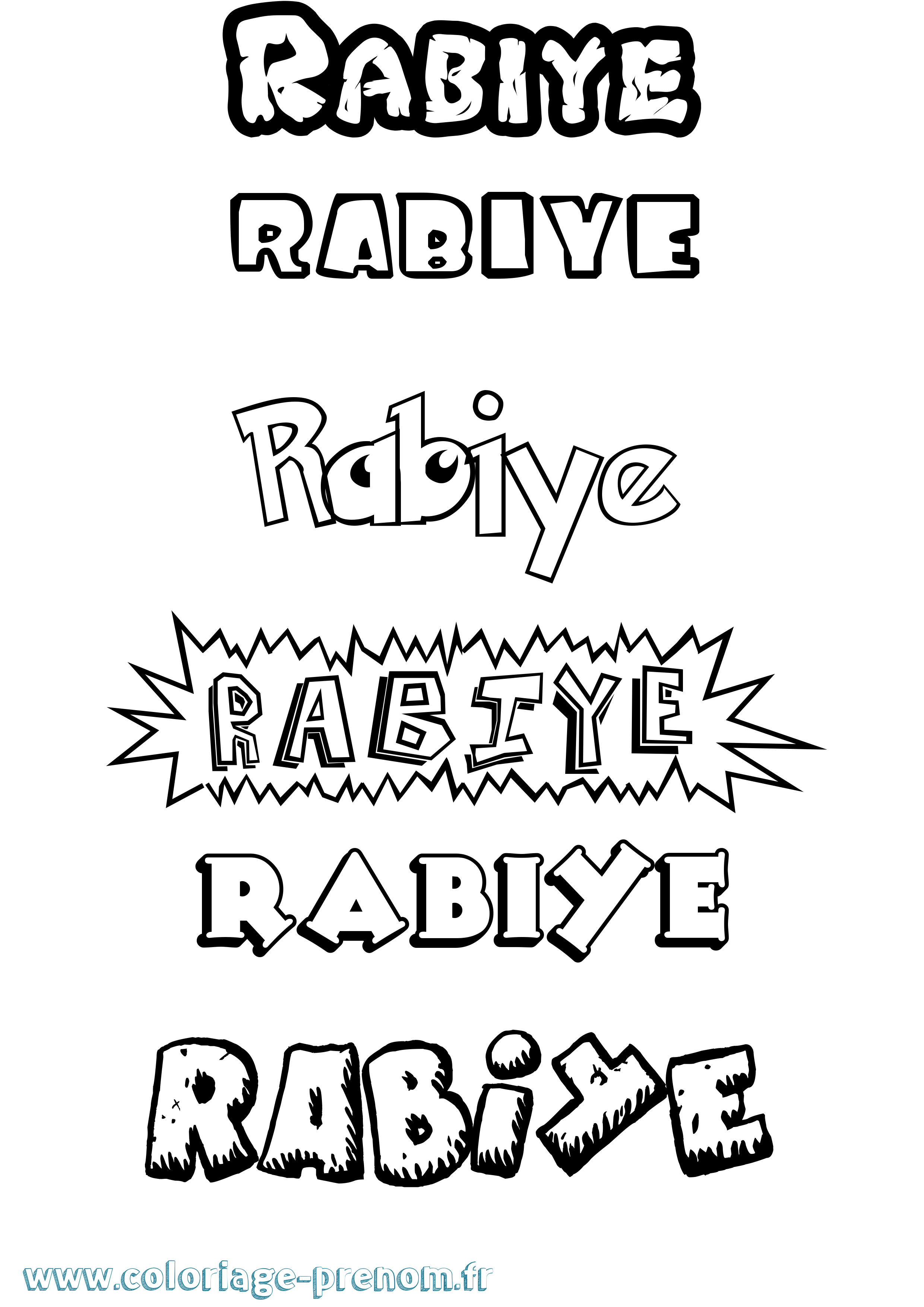 Coloriage Rabiye Dessin Animé Coloriage prénom Rabiye Dessin Animé