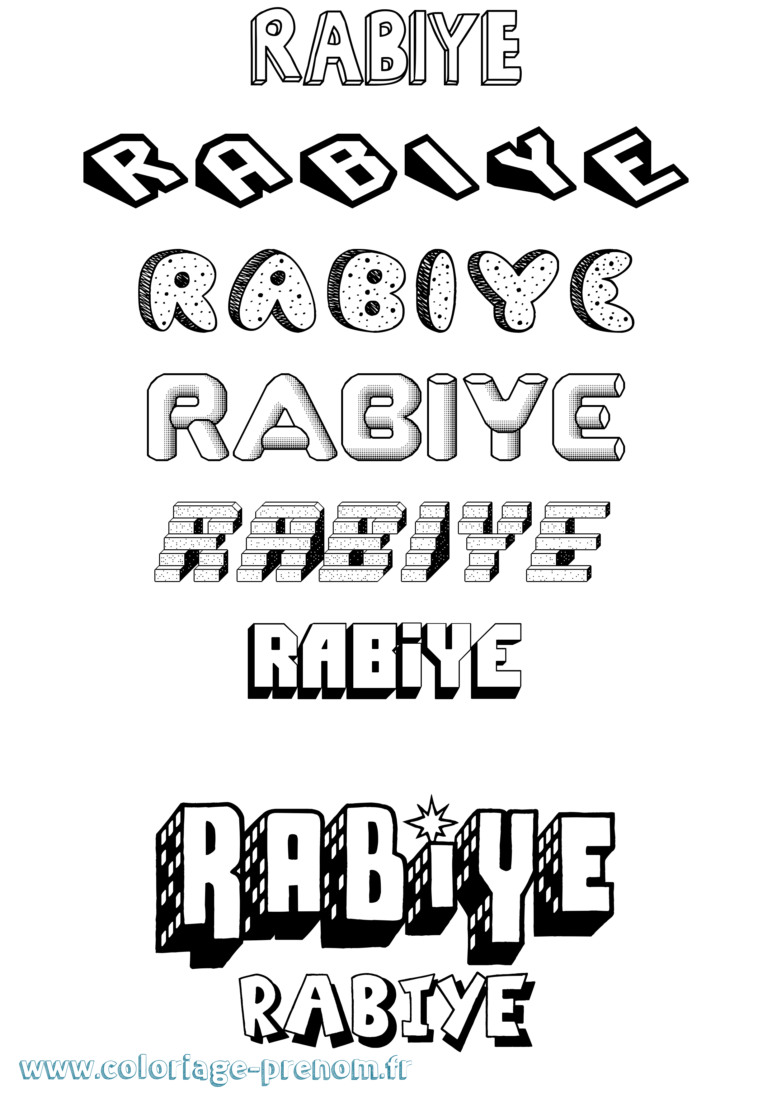 Coloriage Rabiye Effet 3D Coloriage prénom Rabiye Effet 3D
