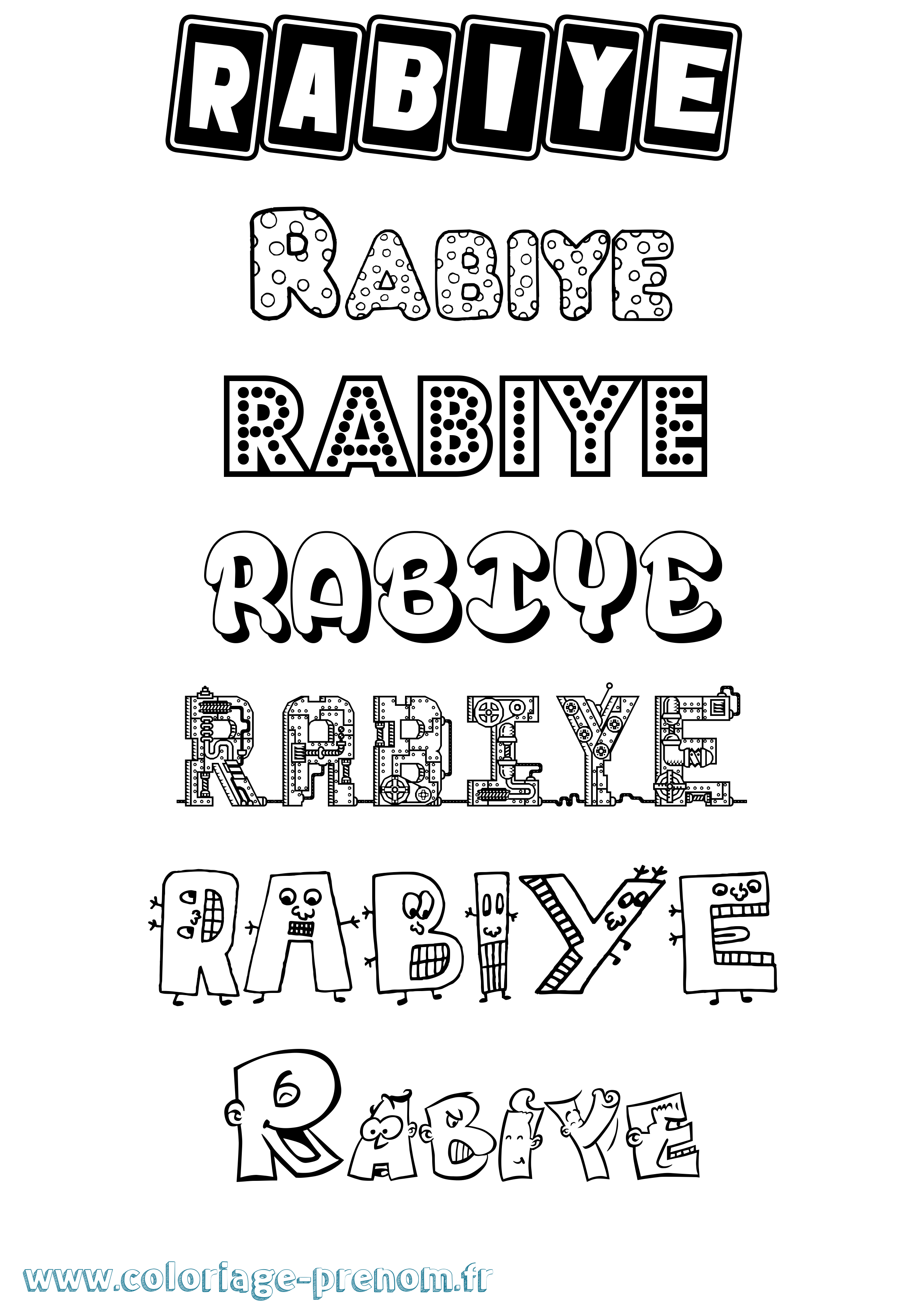Coloriage Rabiye Fun Coloriage prénom Rabiye Fun