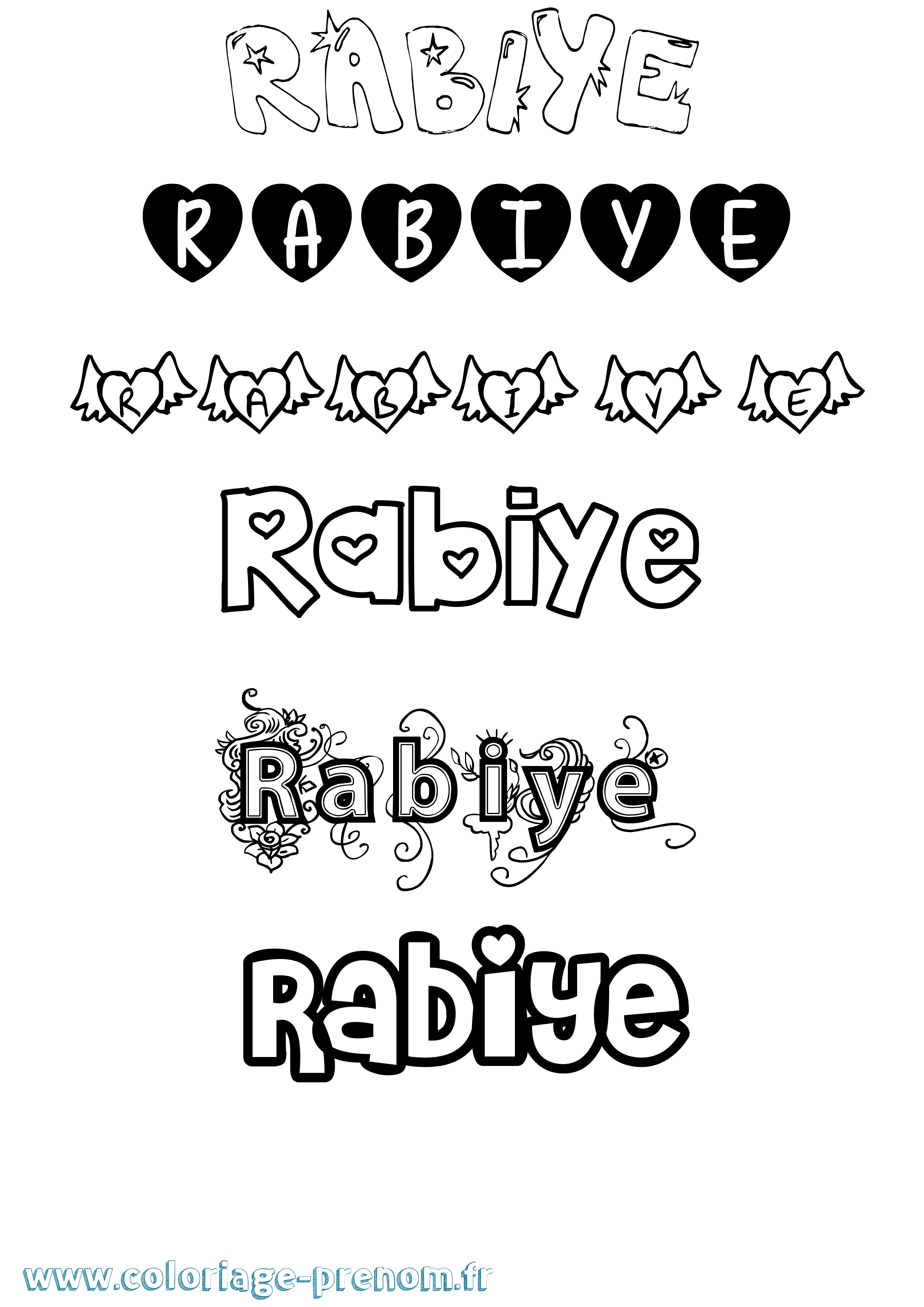 Coloriage Rabiye Girly Coloriage prénom Rabiye Girly