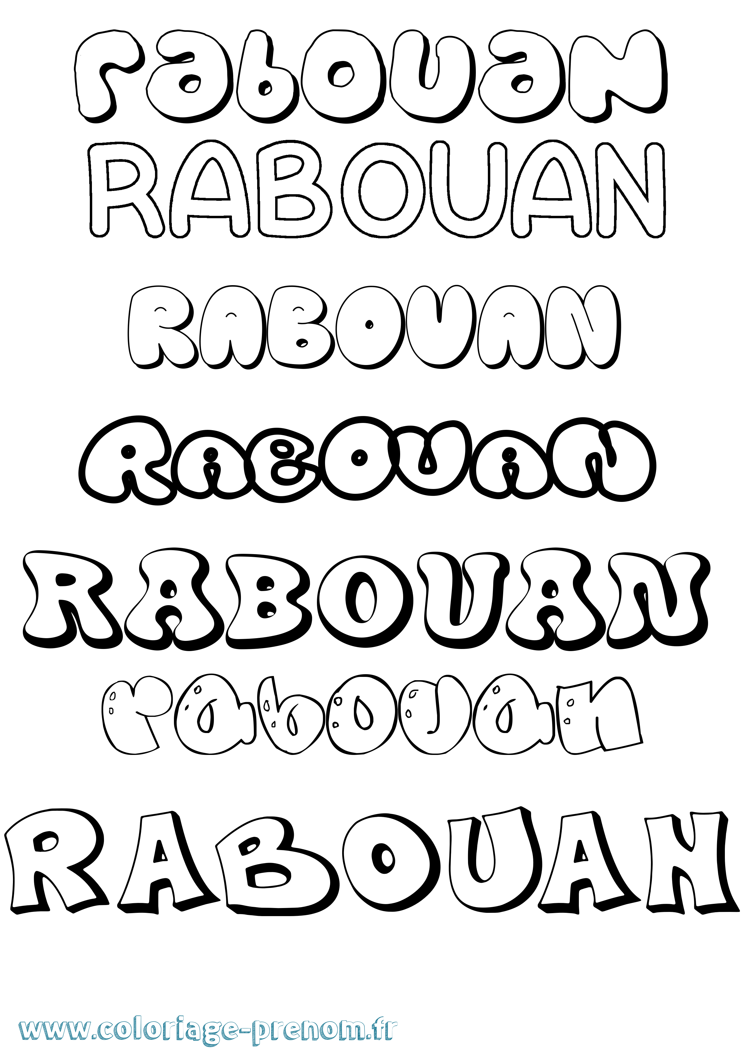 Coloriage prénom Rabouan Bubble