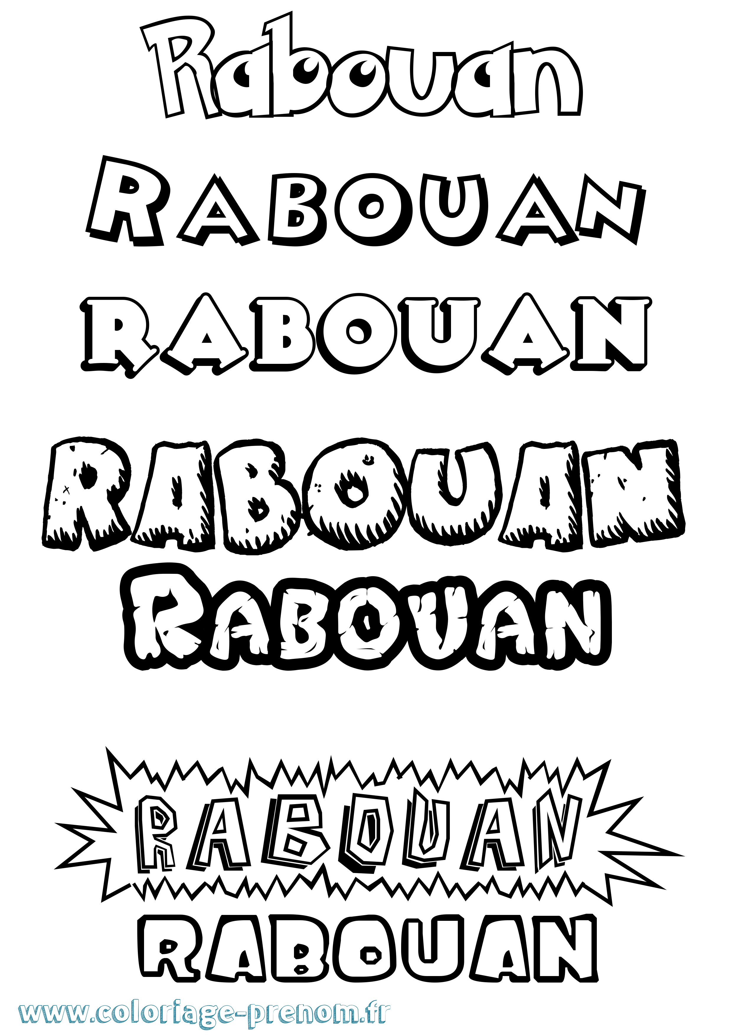 Coloriage prénom Rabouan Dessin Animé