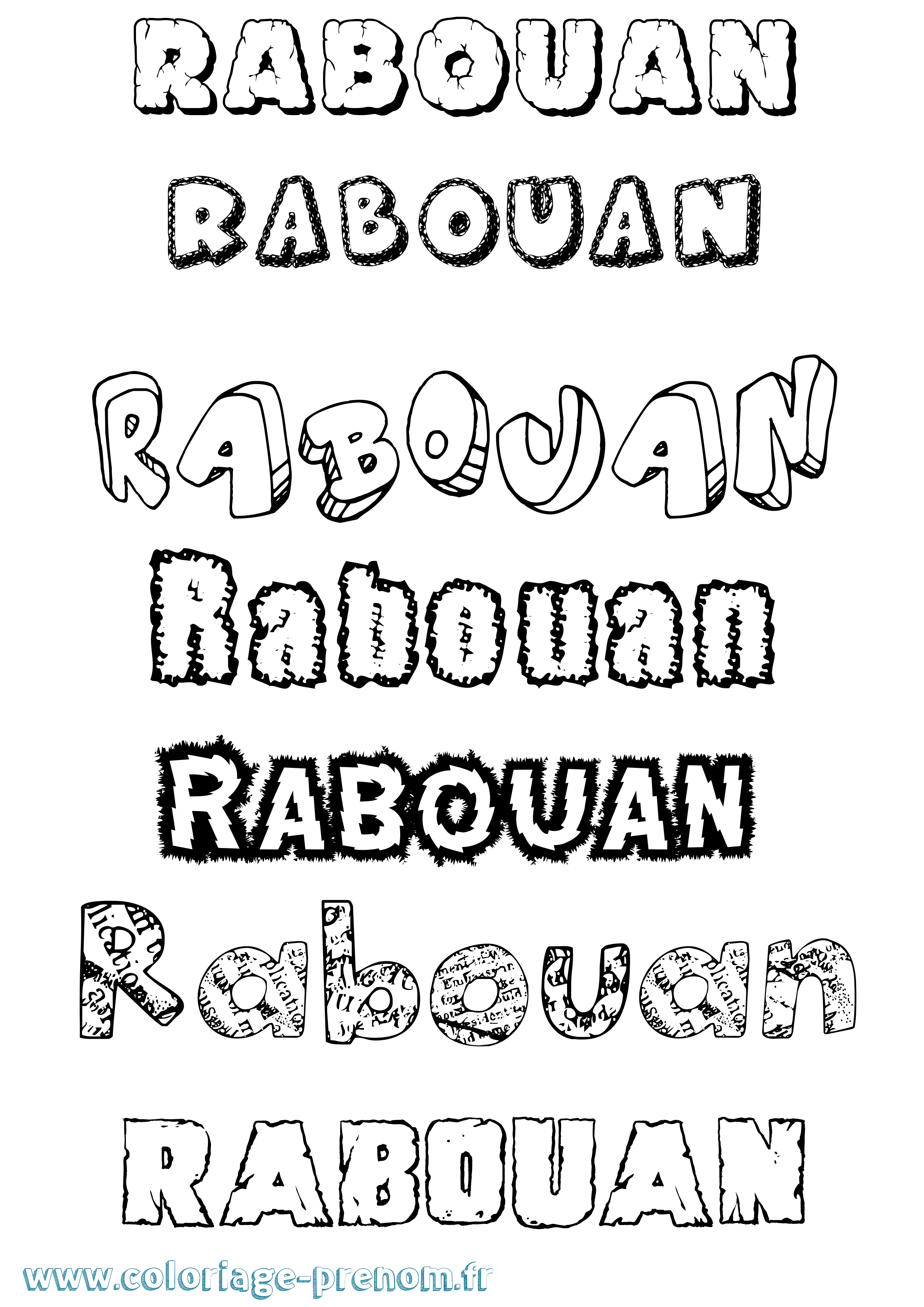 Coloriage prénom Rabouan Destructuré