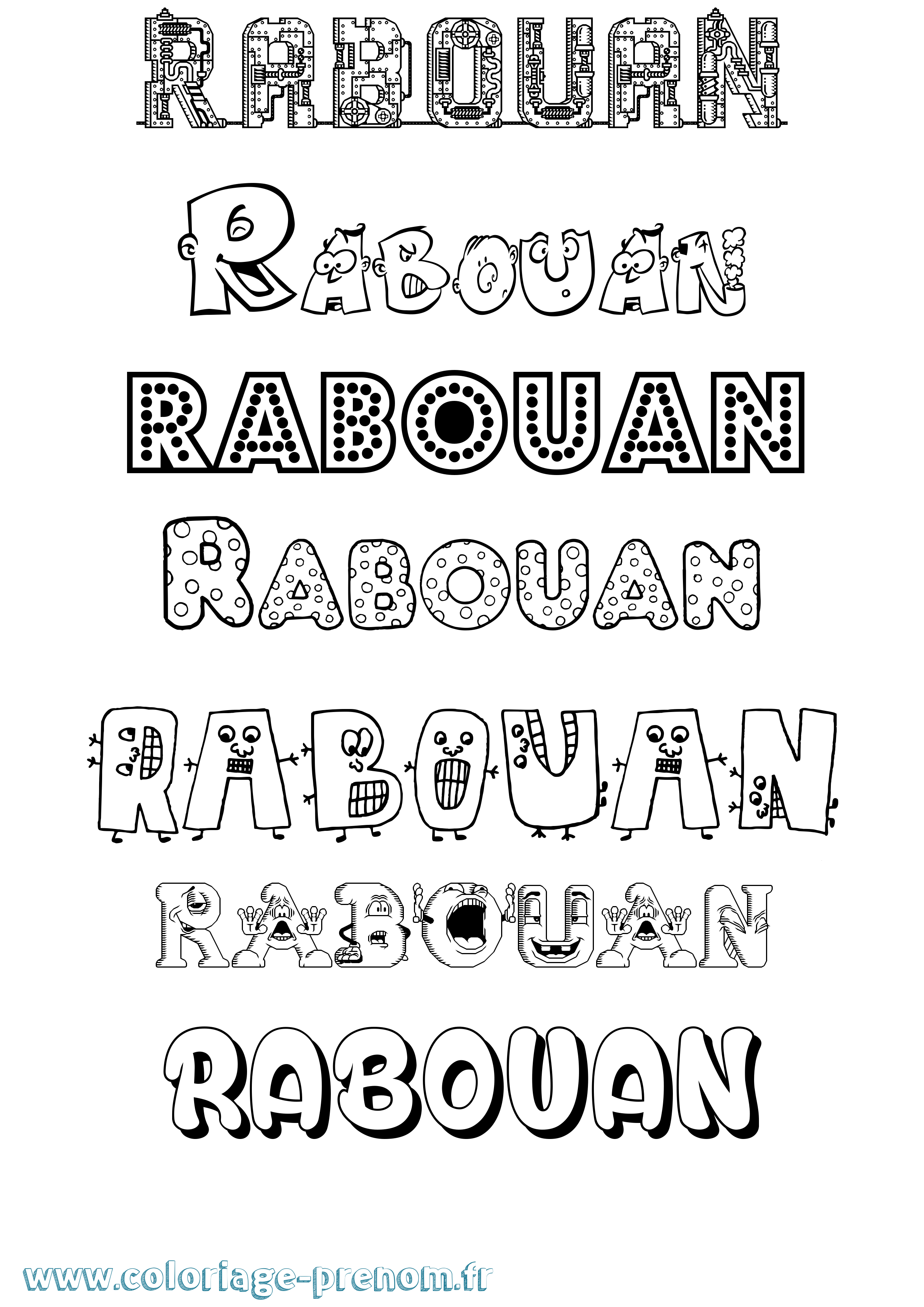 Coloriage prénom Rabouan Fun