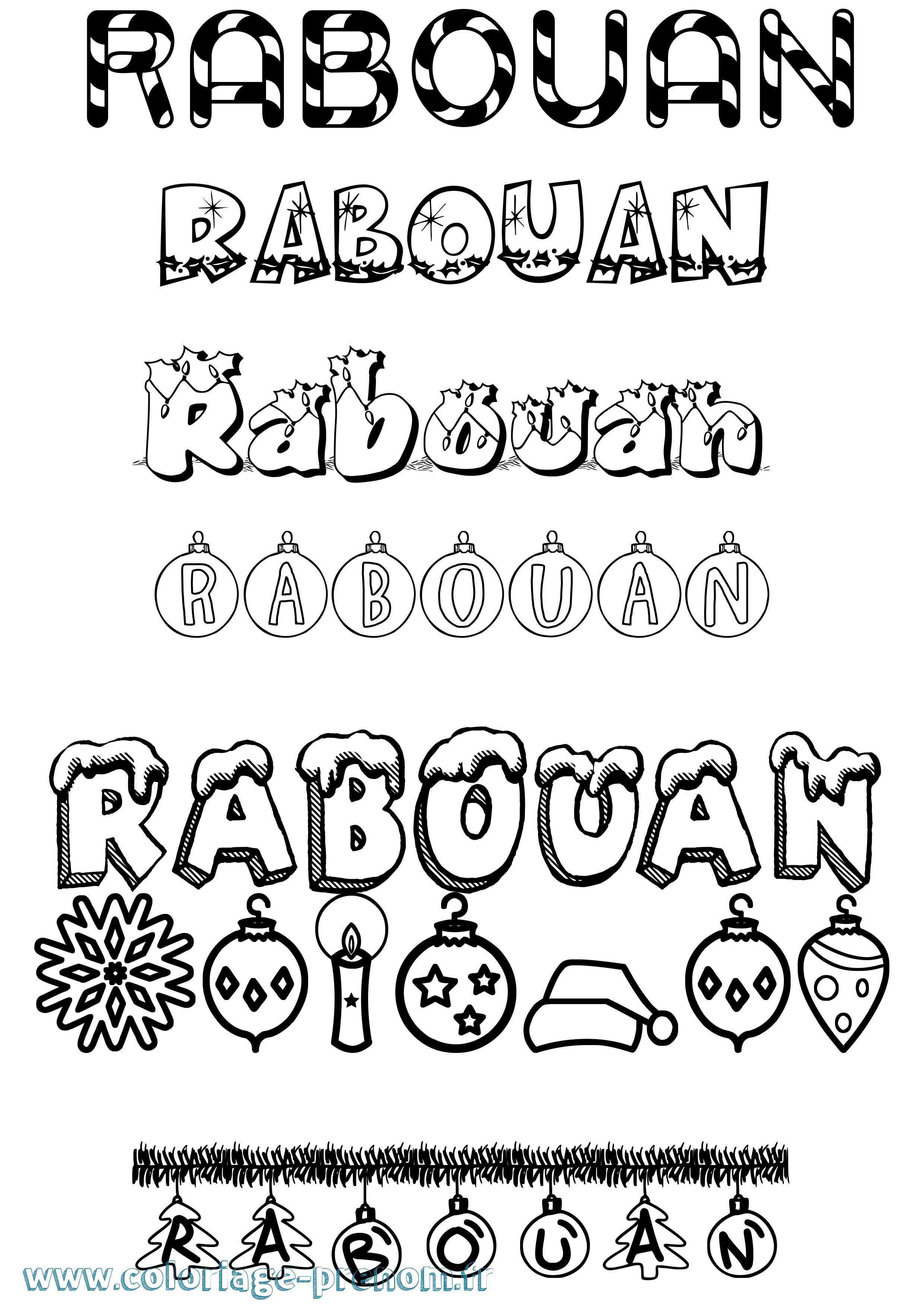 Coloriage prénom Rabouan Noël