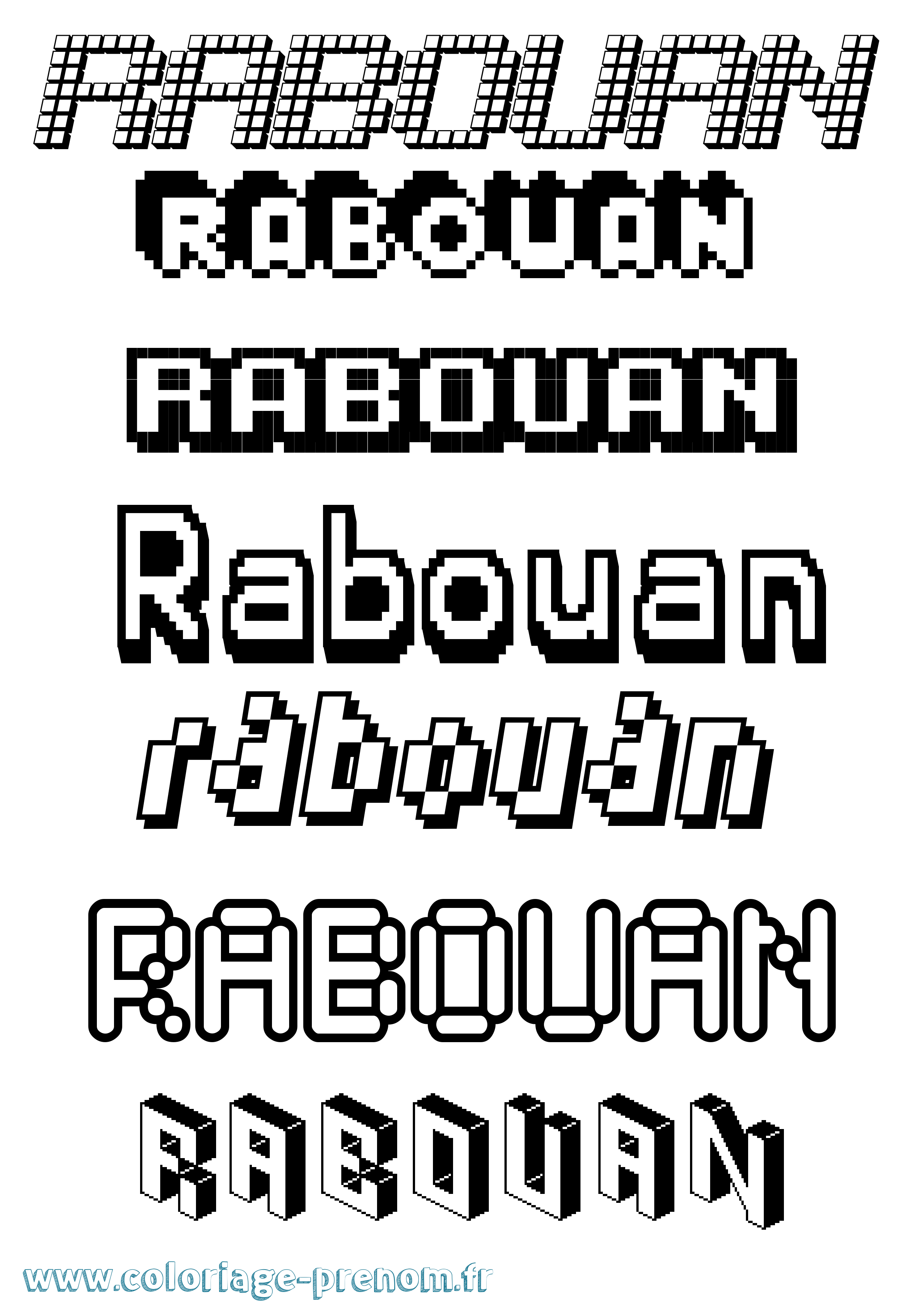 Coloriage prénom Rabouan Pixel