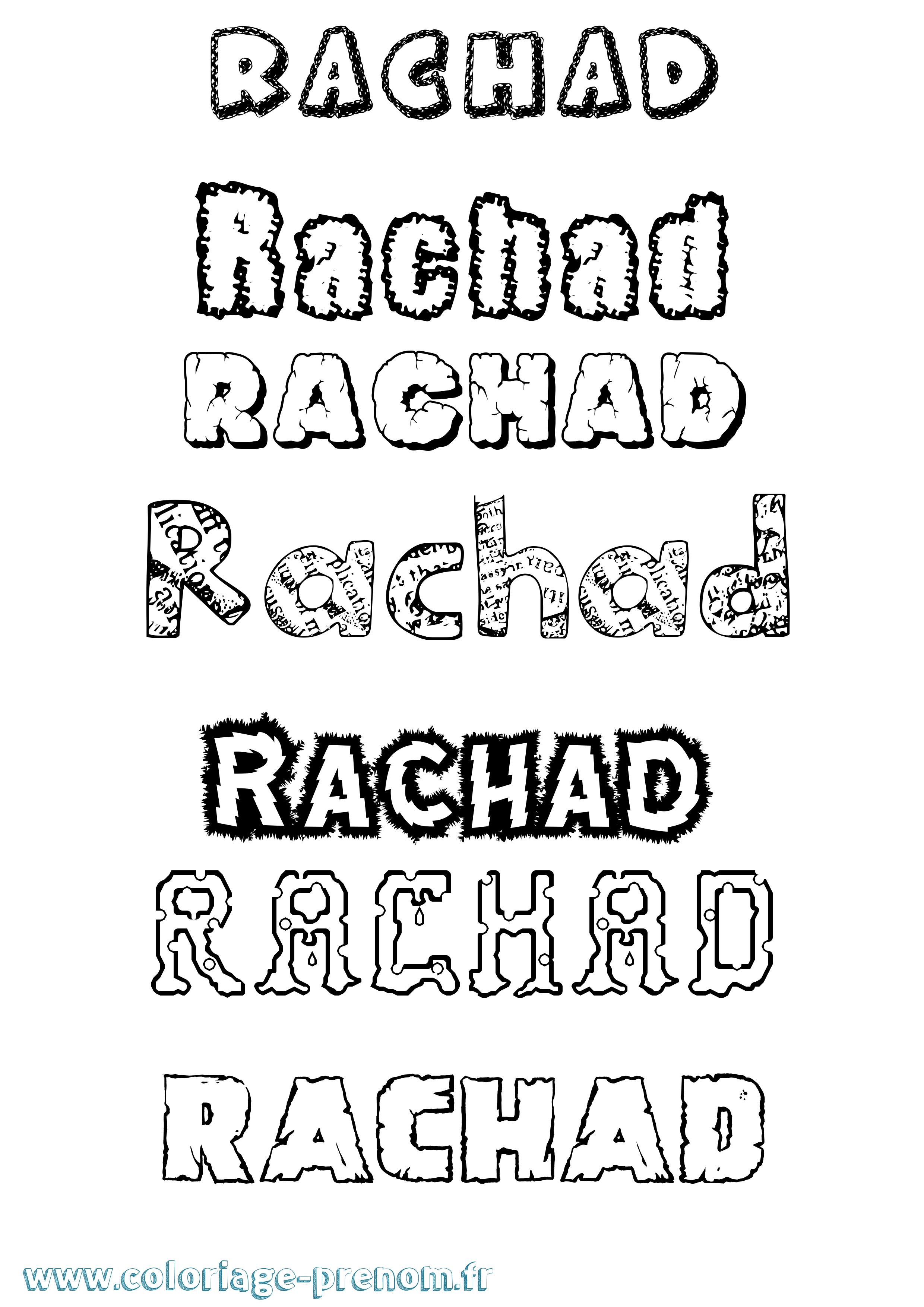 Coloriage Rachad Destructuré Coloriage prénom Rachad Destructuré