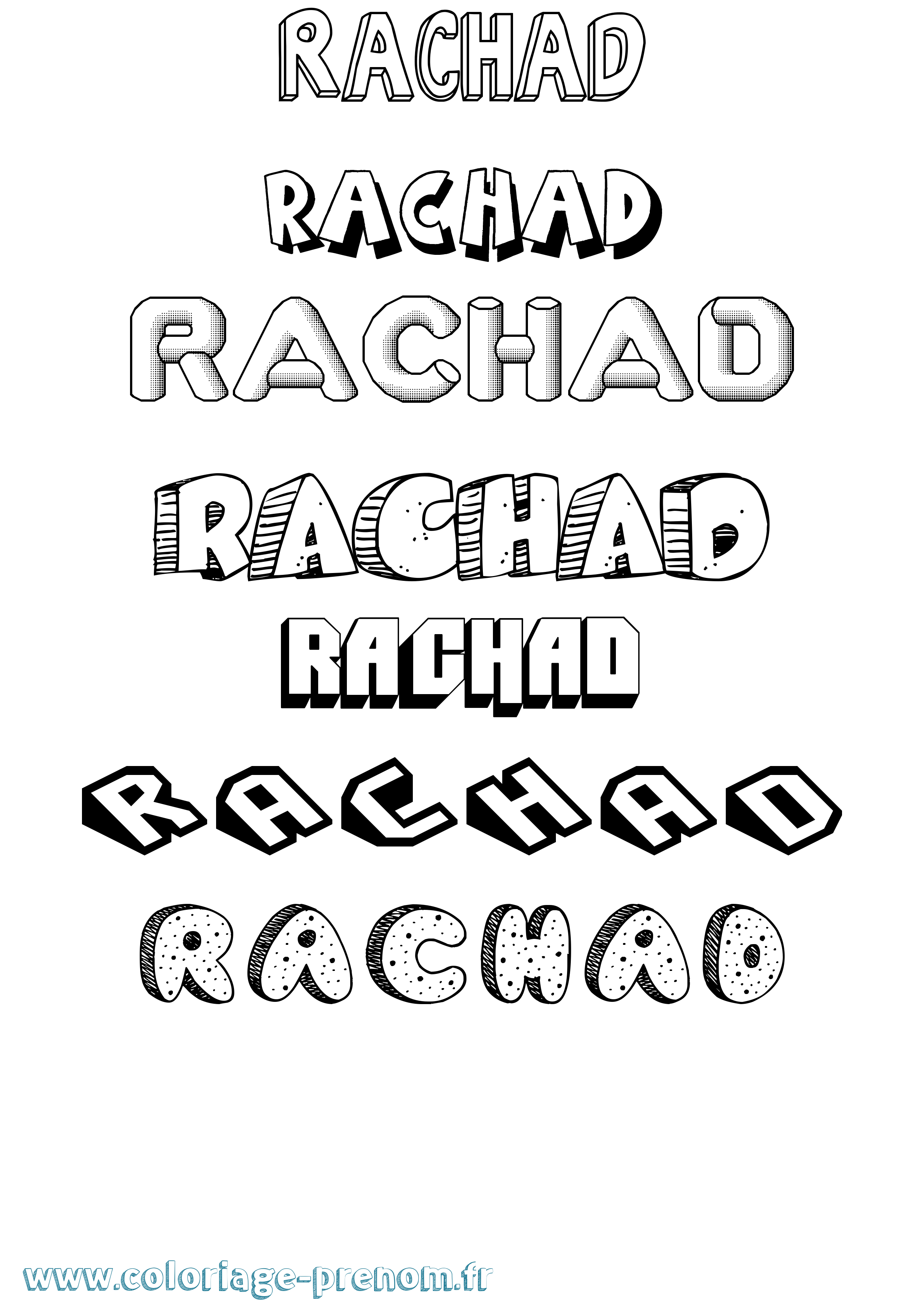 Coloriage Rachad Effet 3D Coloriage prénom Rachad Effet 3D