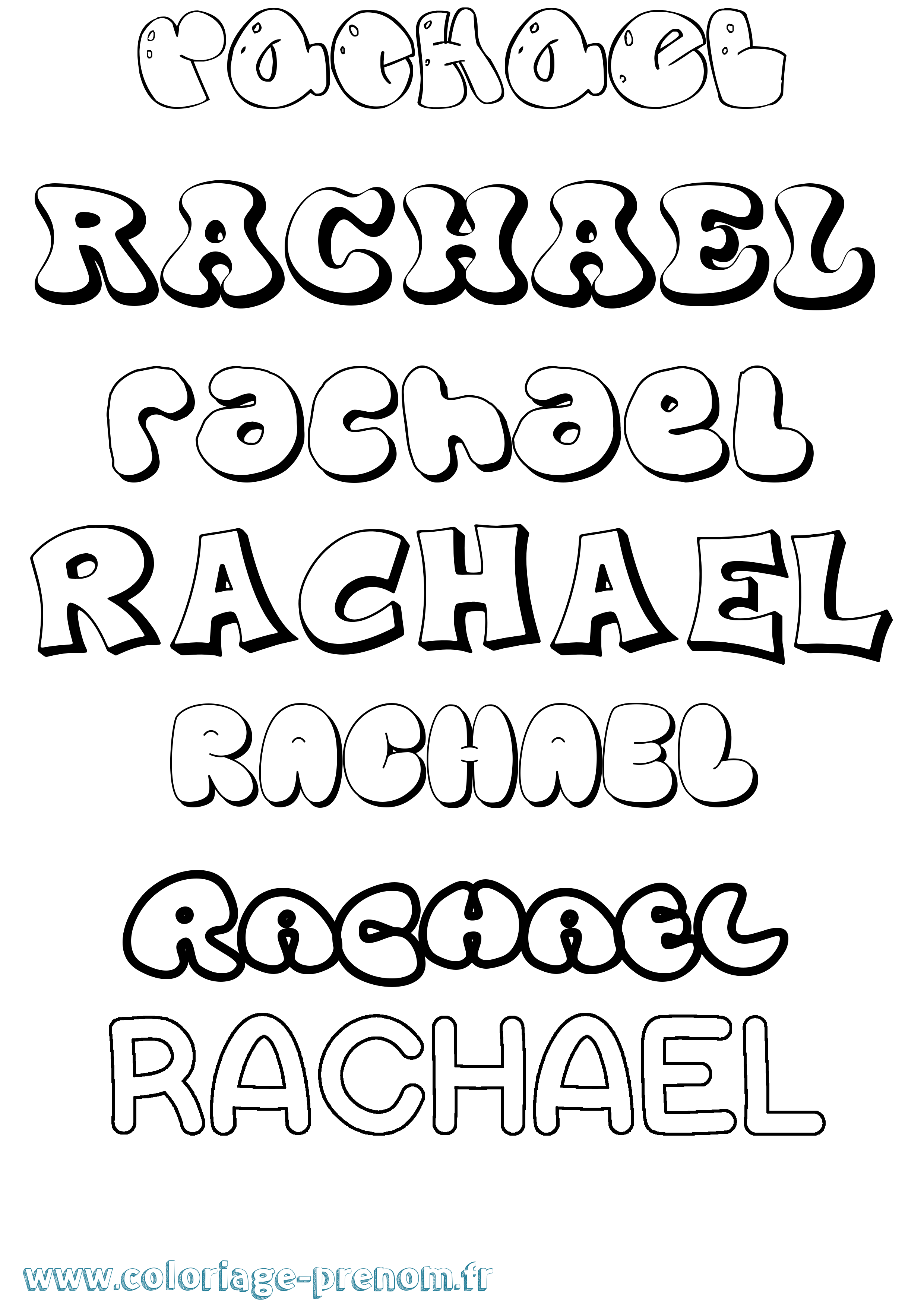 Coloriage prénom Rachael Bubble