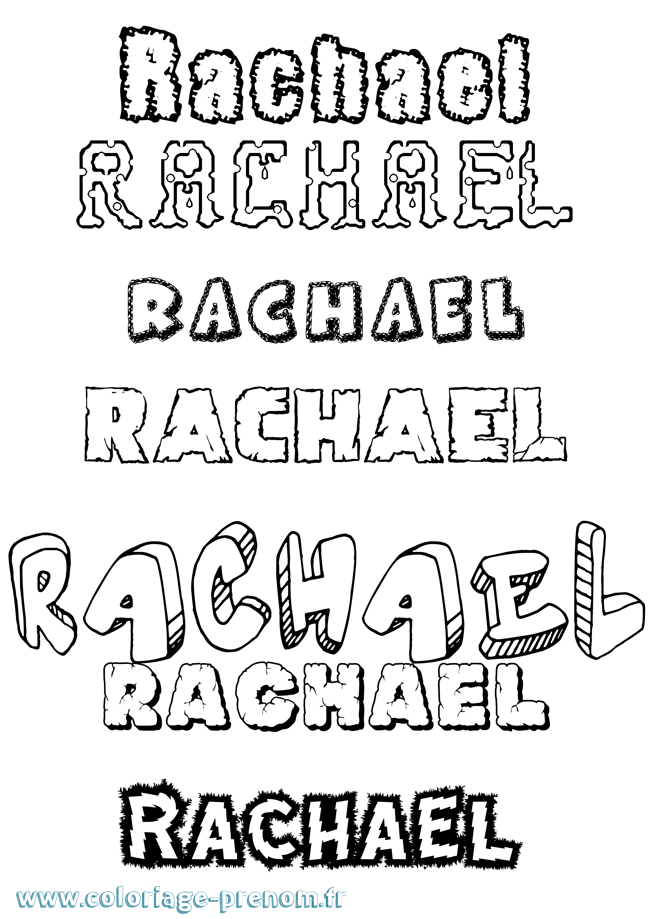 Coloriage Rachael Destructuré Coloriage prénom Rachael Destructuré