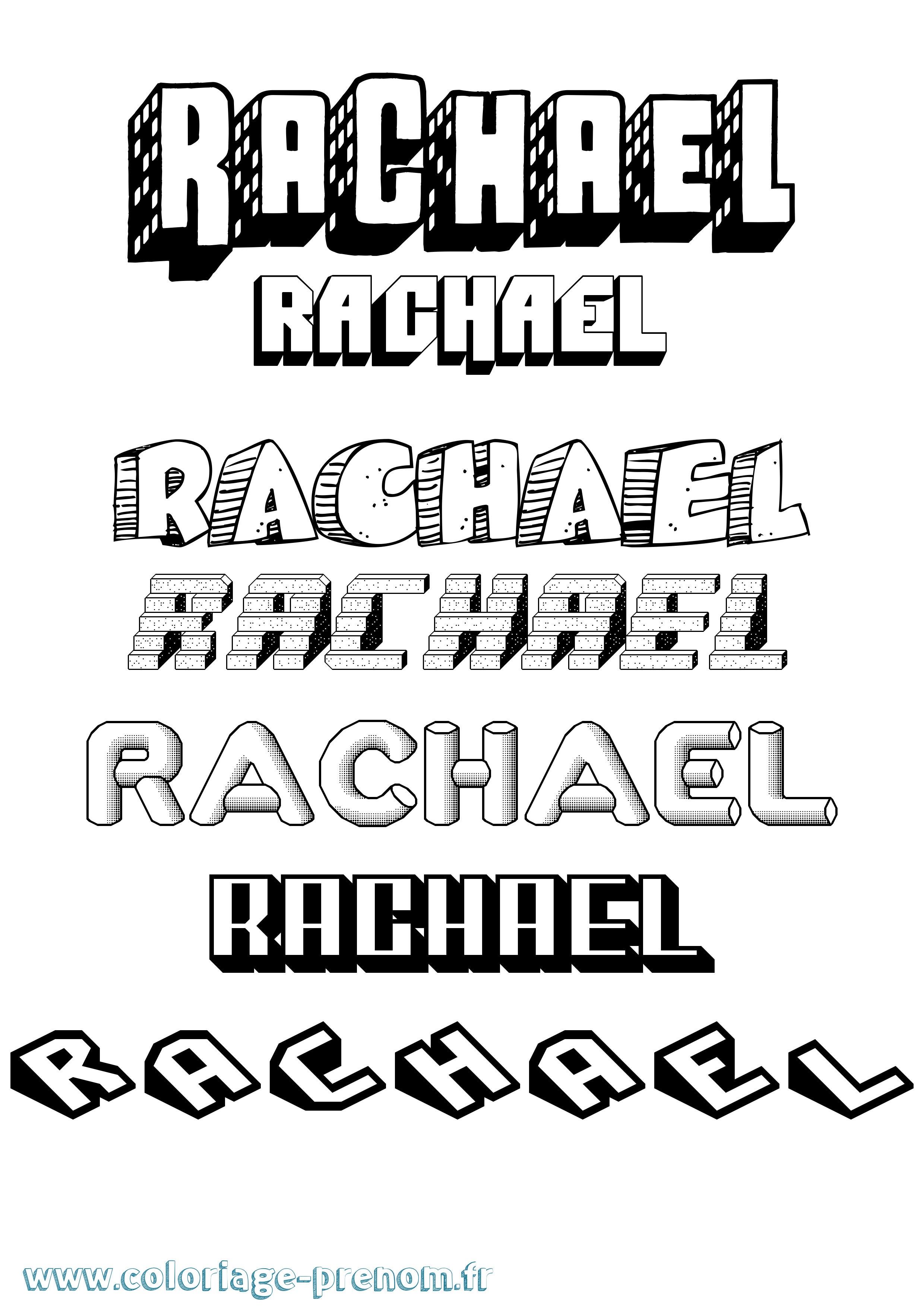 Coloriage prénom Rachael Effet 3D