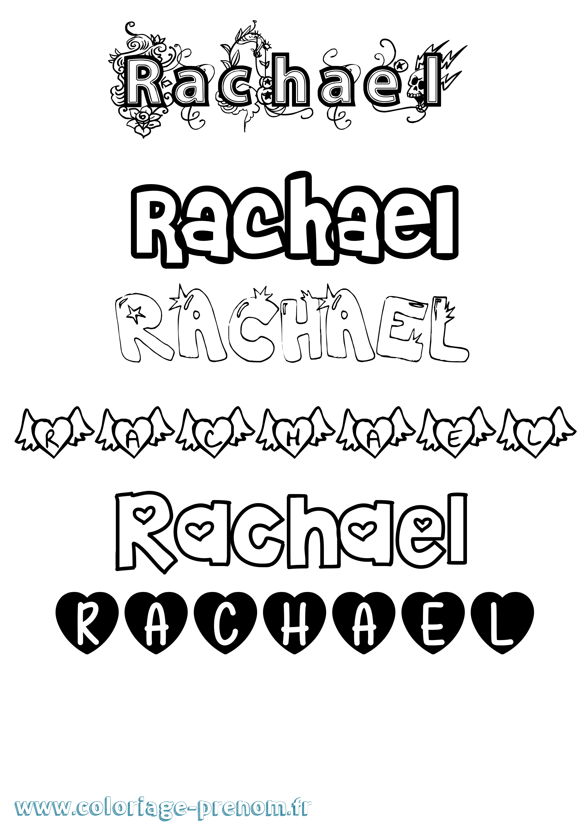 Coloriage prénom Rachael Girly